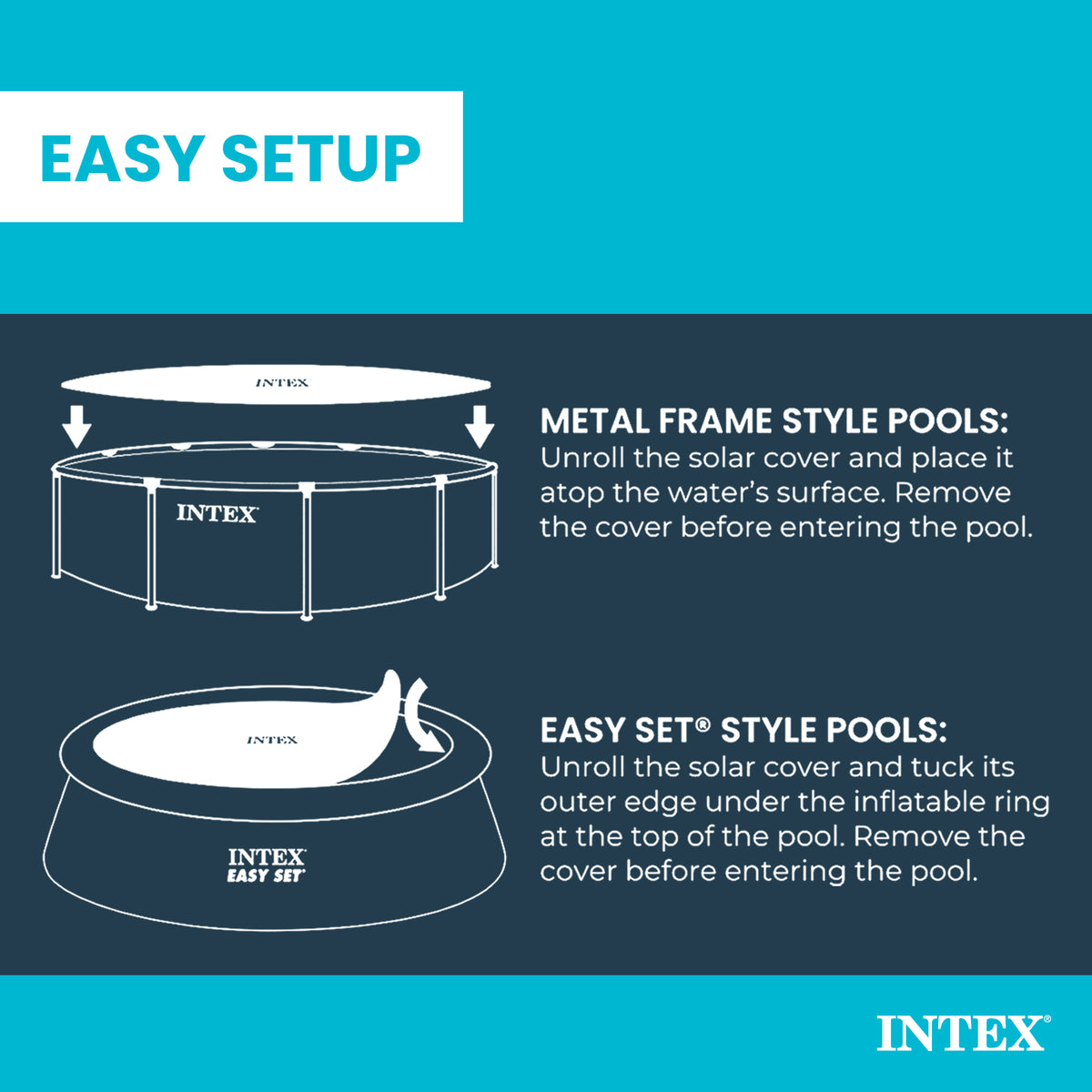 Intex 18 Ft Round Easy Set Blue Solar Cover for Swimming Pools, Pool Cover Only