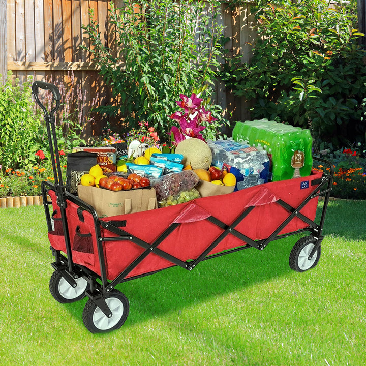 Mac Sports Collapsible Folding Outdoor Utility Garden Camping Wagon Cart, Red - VMInnovations