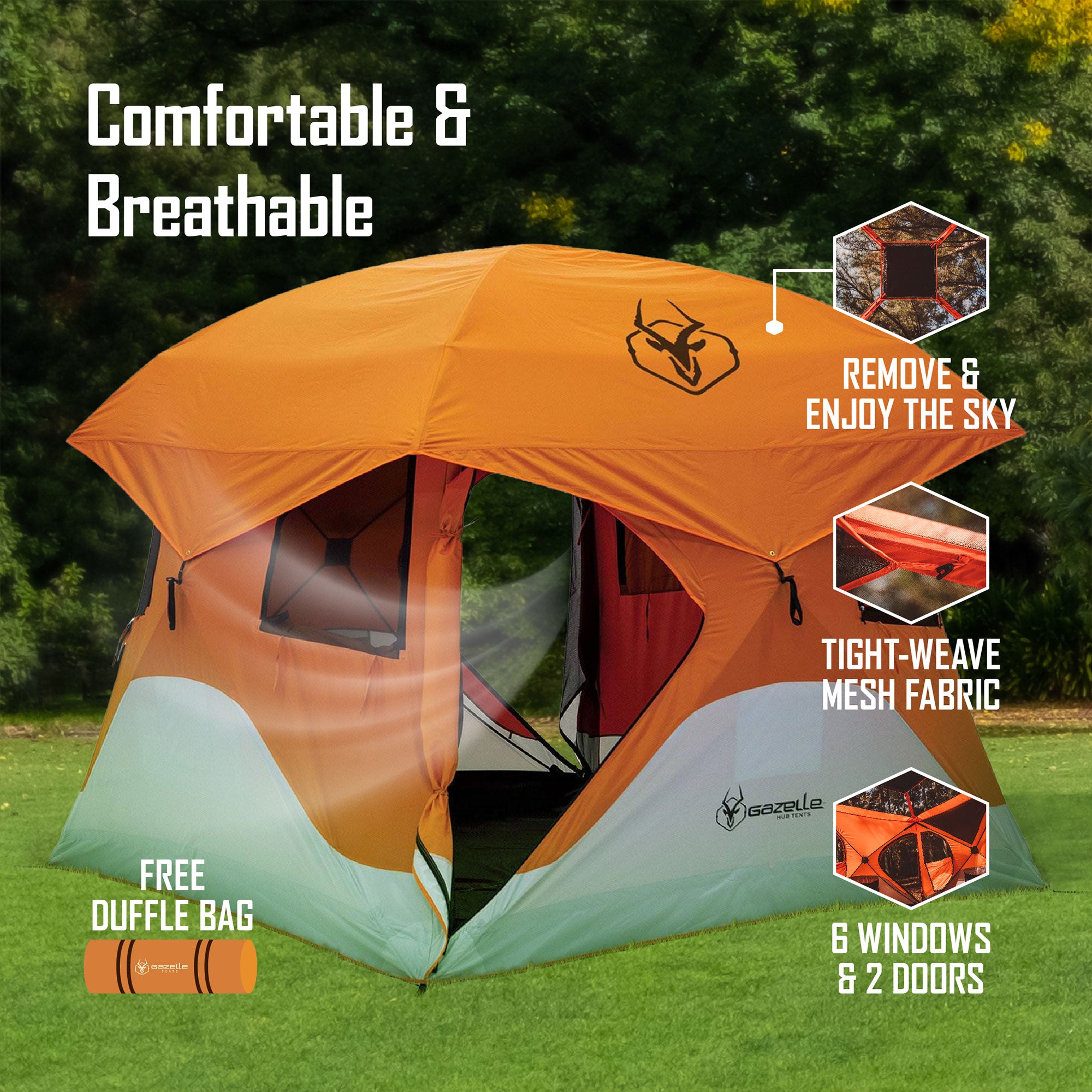 Gazelle T4 94" x 94" 4-Person Camping Tent with Removable Floor & Fly (Open Box) - VMInnovations