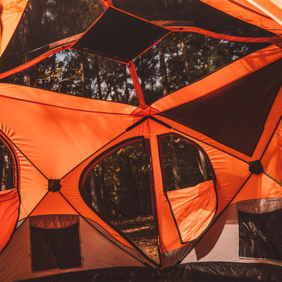 Gazelle T4 4-Person Pop Up Camping Hub Tent w/Removable Floor & Rain Fly, Orange - VMInnovations