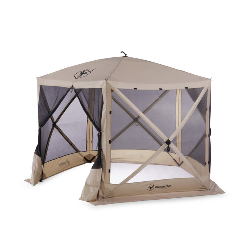 Gazelle 4-Person 5-Sided Portable Gazebo Screen Tent, Tan