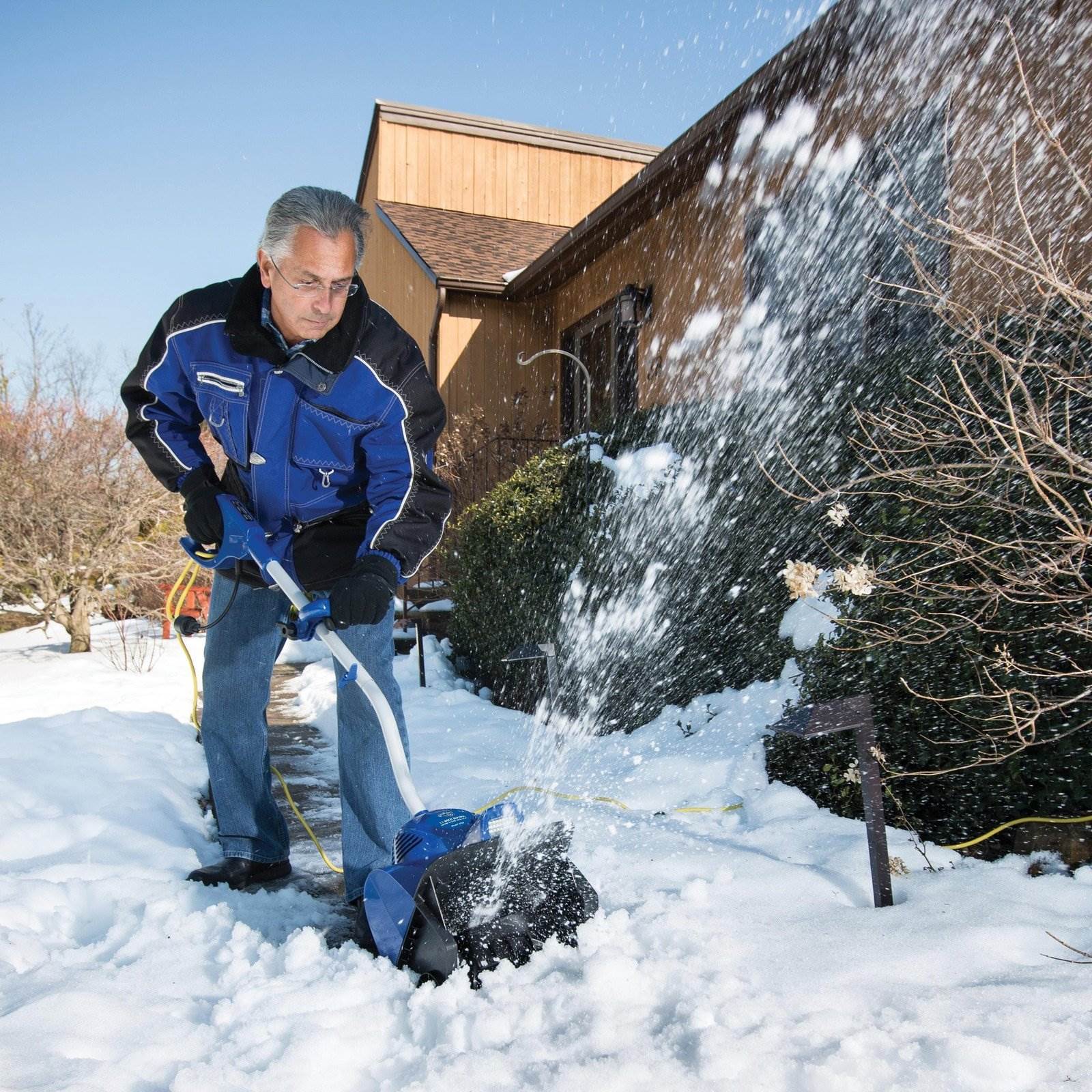 Snow Joe Corded Electric Snow Shovel, 10 Amp Powered Snow Thrower with Headlight and 11" Clearing Path for Decks, Steps, Patios and Sidewalks, 324E - VMInnovations