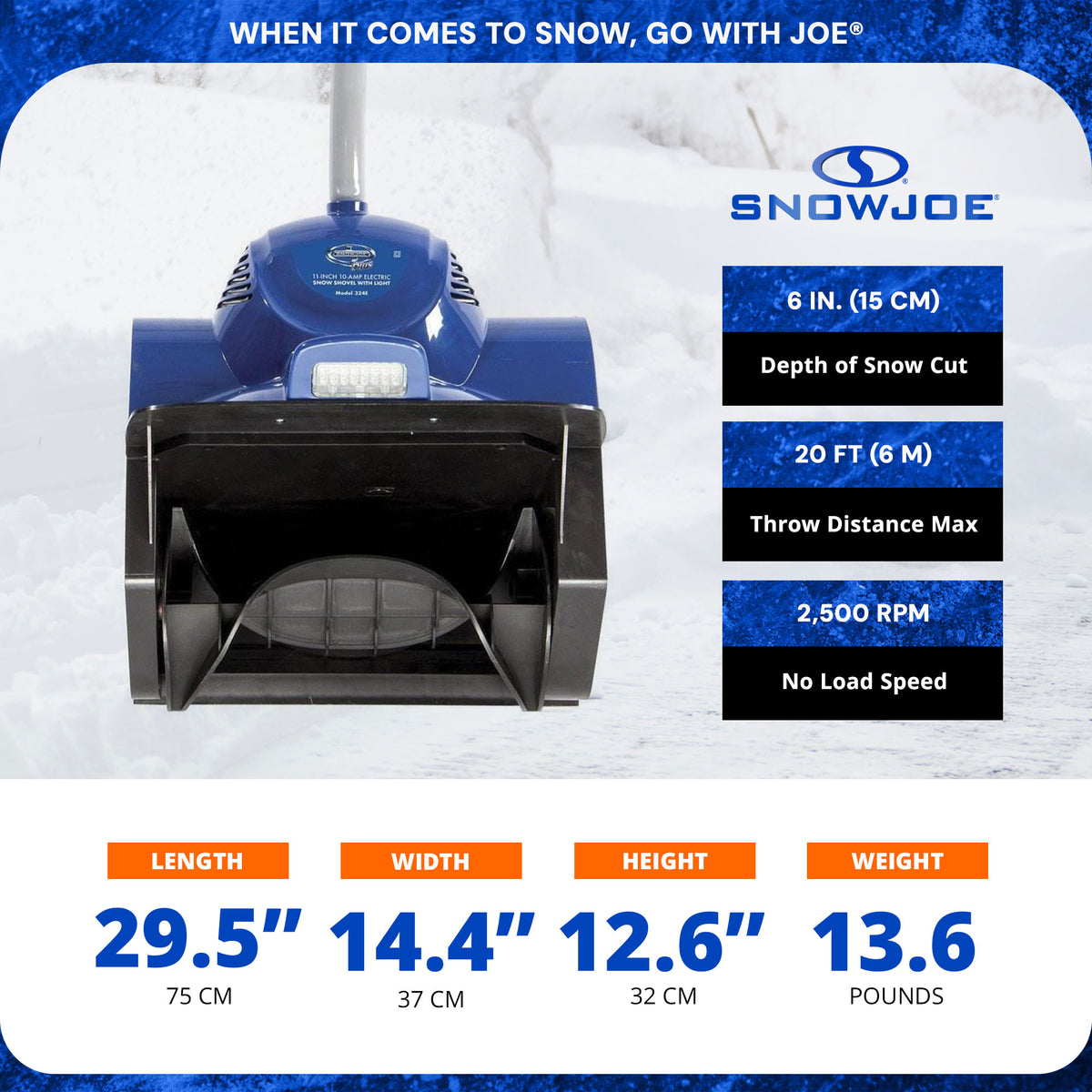 Snow Joe 13 Inch 10 Amp Motor Electric Snow Shovel with Headlights (Used)