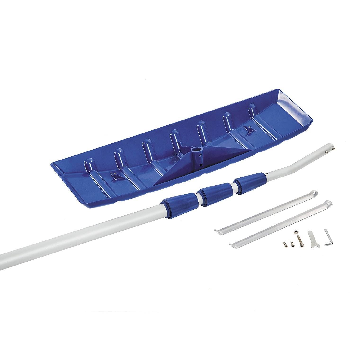 Snow Joe Telescoping Rake, Extendable Roofing Snow Shovel w/ Poly Blade, RJ204M