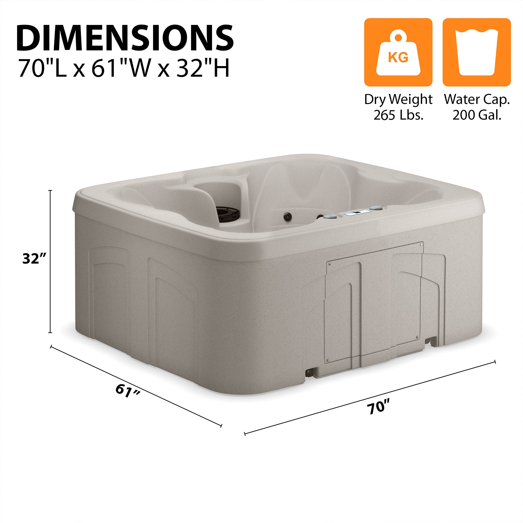 LifeSmart LS100 Sand 4 Person Plug and Play Square Hot Tub Spa with Black Cover