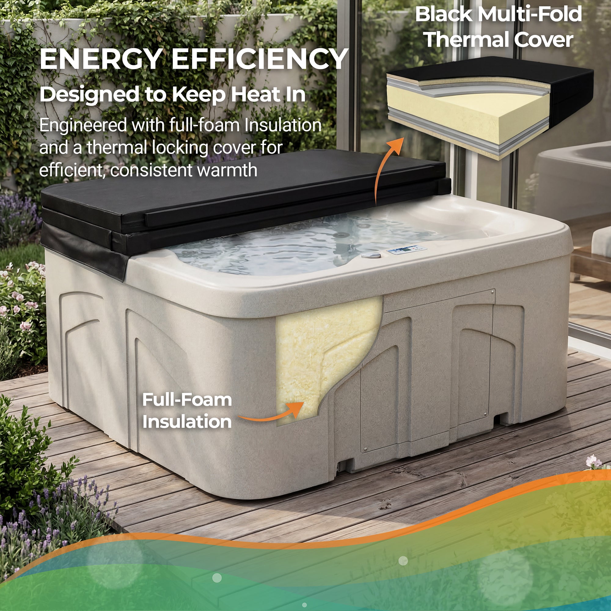 LifeSmart LS100 Sand 4 Person Plug and Play Square Hot Tub Spa with Black Cover