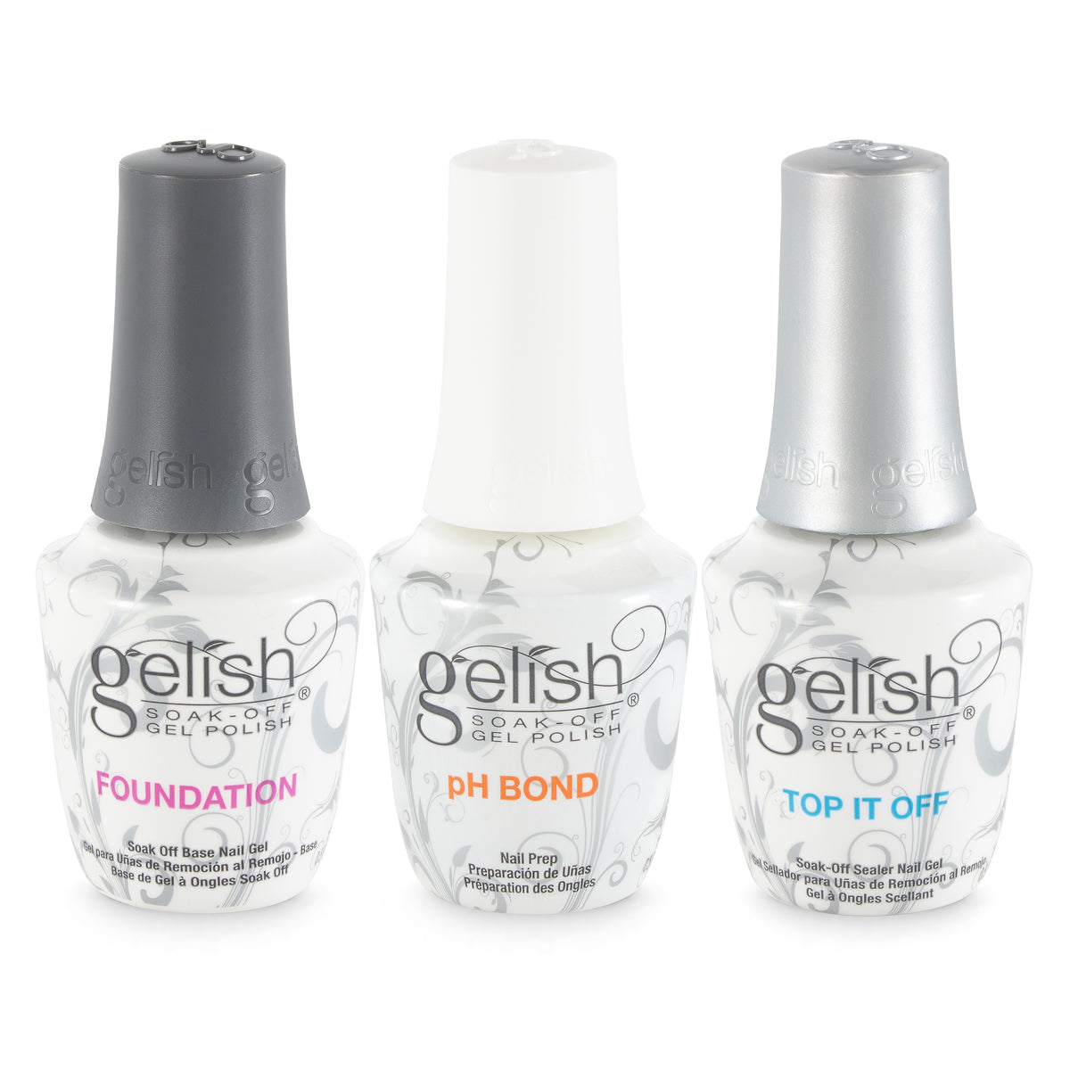 Gelish Terrific Trio Essentials Soak Off Gel Nail Polish Kit, 15 mL (2 Pack)