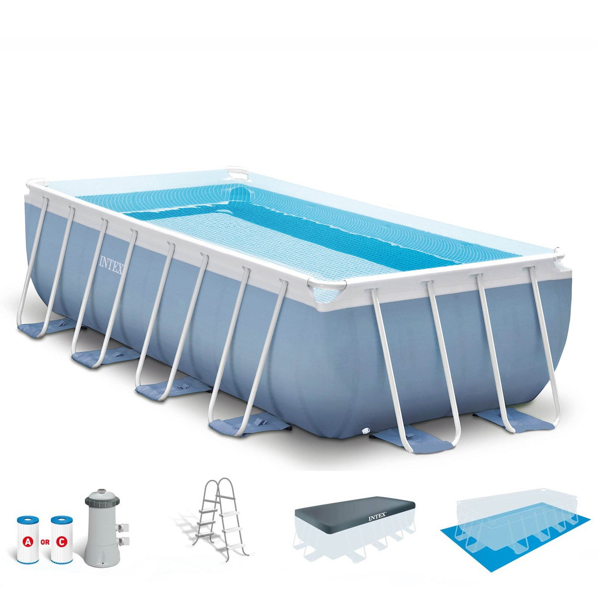 Intex 16' x 8' x 42" Prism Frame Rectangular Above Ground Pool Set (Open Box)