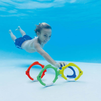 Intex Diving Pool Kids Toy Play Underwater Fish Rings Sticks, 4 Pack (Open Box)