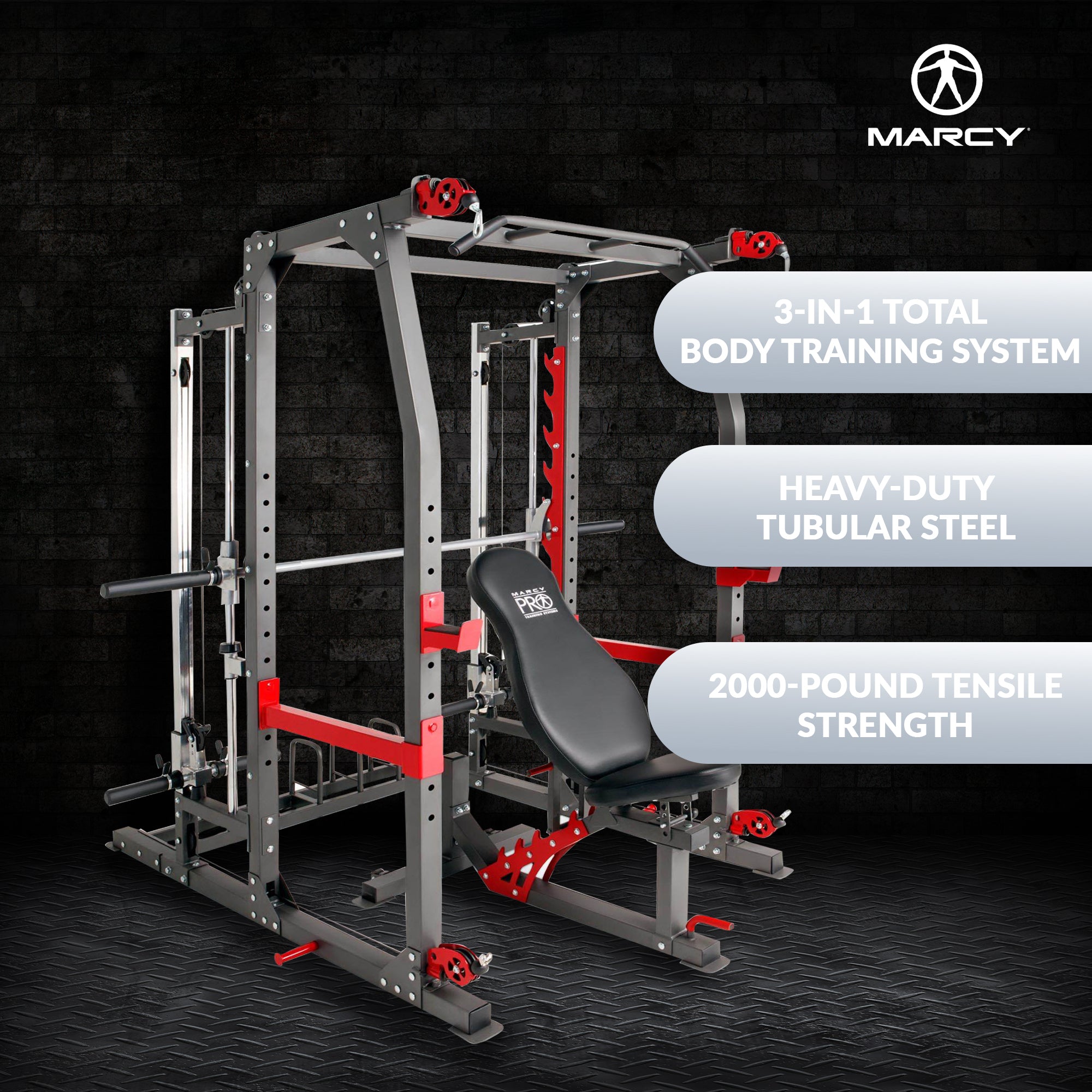 Marcy Pro Smith Machine Weight Bench Home Gym Total Body Workout Training System - VMInnovations