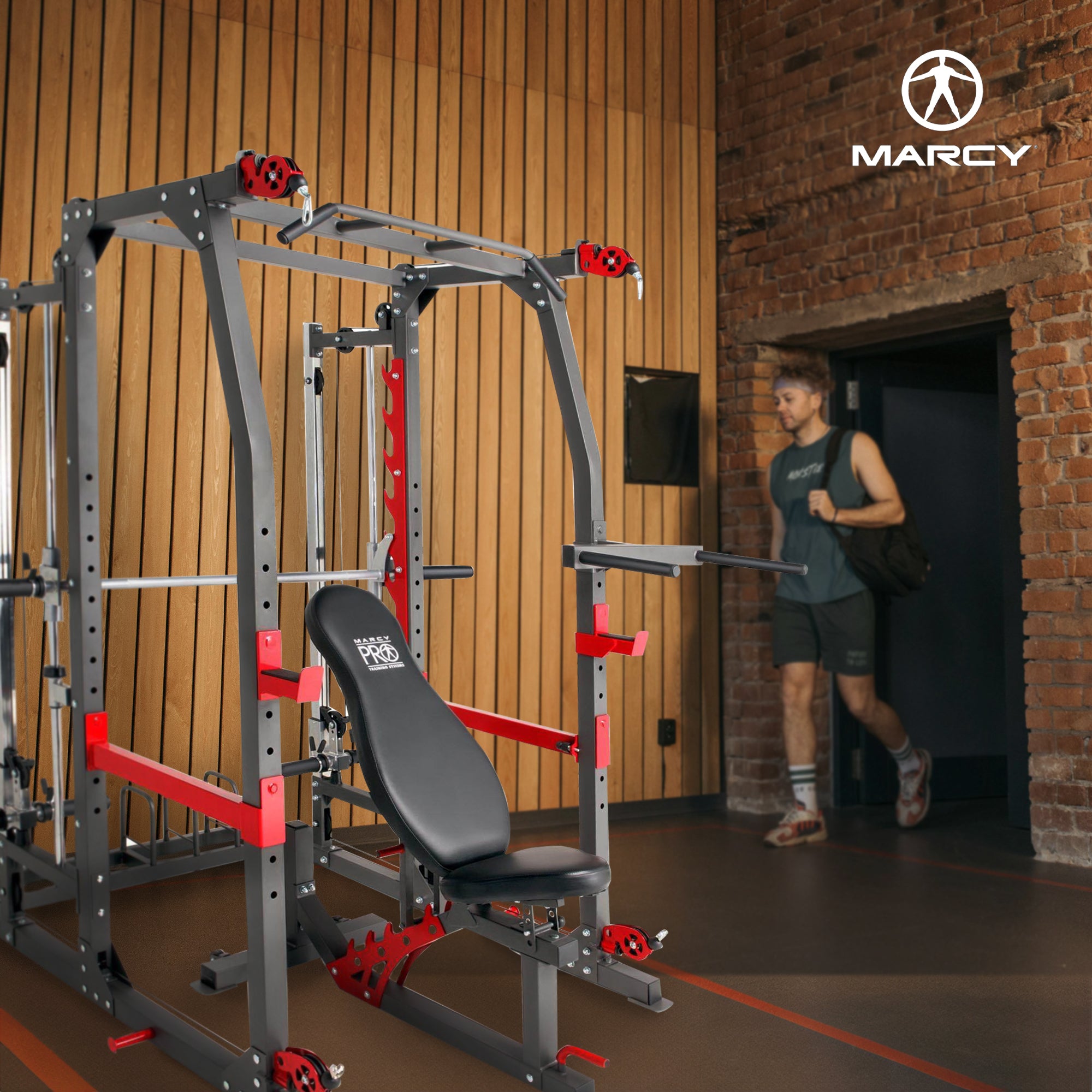 Marcy Pro Smith Machine Weight Bench Home Gym Total Body Workout Training System