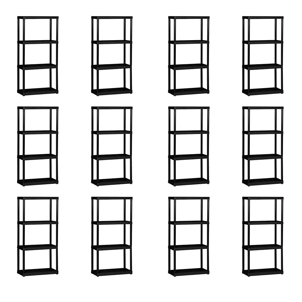 Gracious Living 4 Tier Shelf Indoor Garage Storage Shelving Unit (12 Pack) - VMInnovations