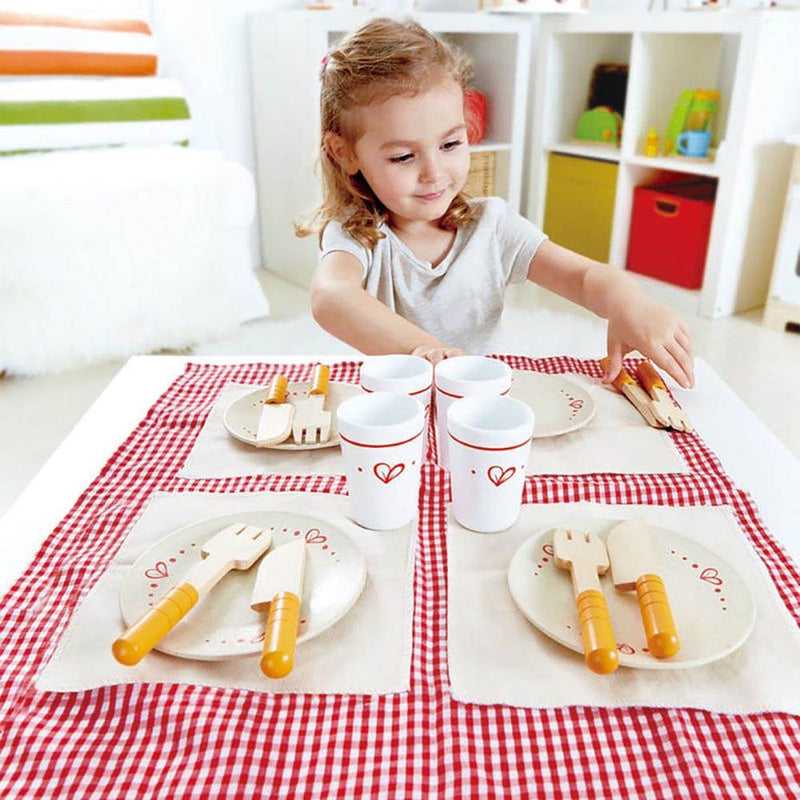 Hape Kids Wooden Gourmet Play Kitchen + Dish and Utensil Set + Picnic Dining Set