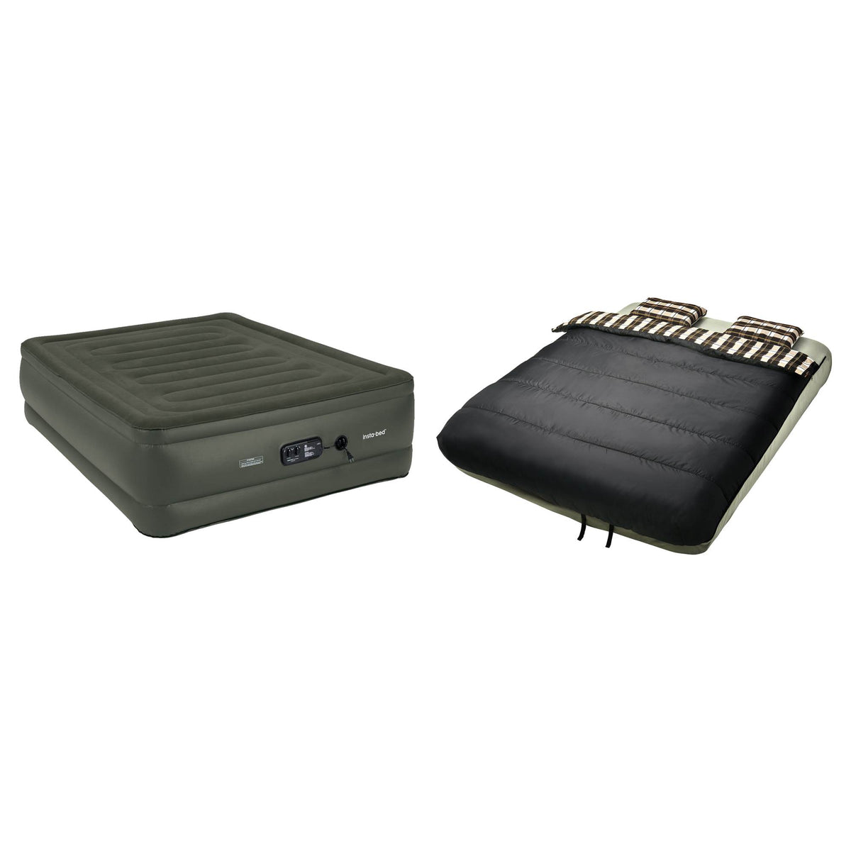 Insta-Bed Queen Raised 22" Air Mattress Bed with Built-In Pump and Bedding Set