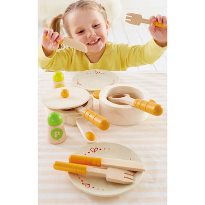 Hape Gourmet Pretend Play Kitchen + Dish and Utensil Set + Lunch Time Picnic Set
