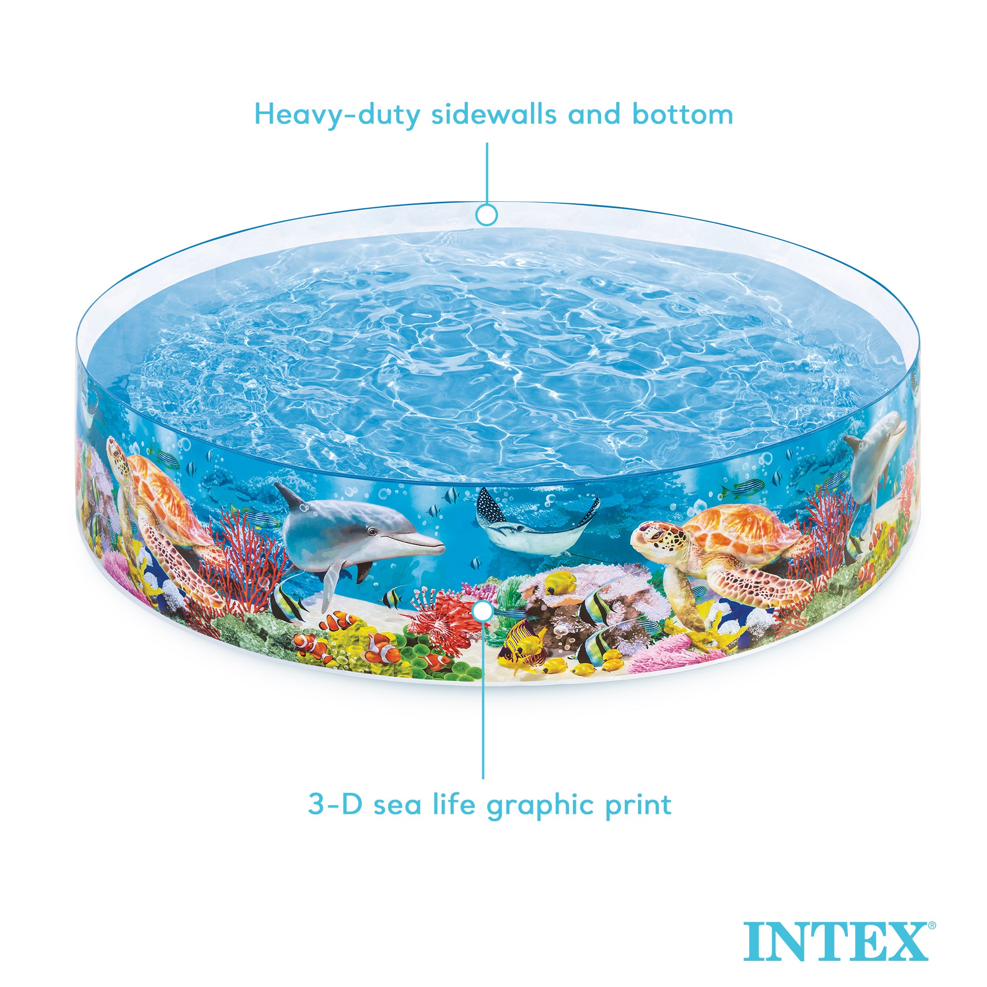 Intex 8ft x 18in SnapSet Kiddie 8 x 8' Instant Swimming Pool, Sea Blue (Used)
