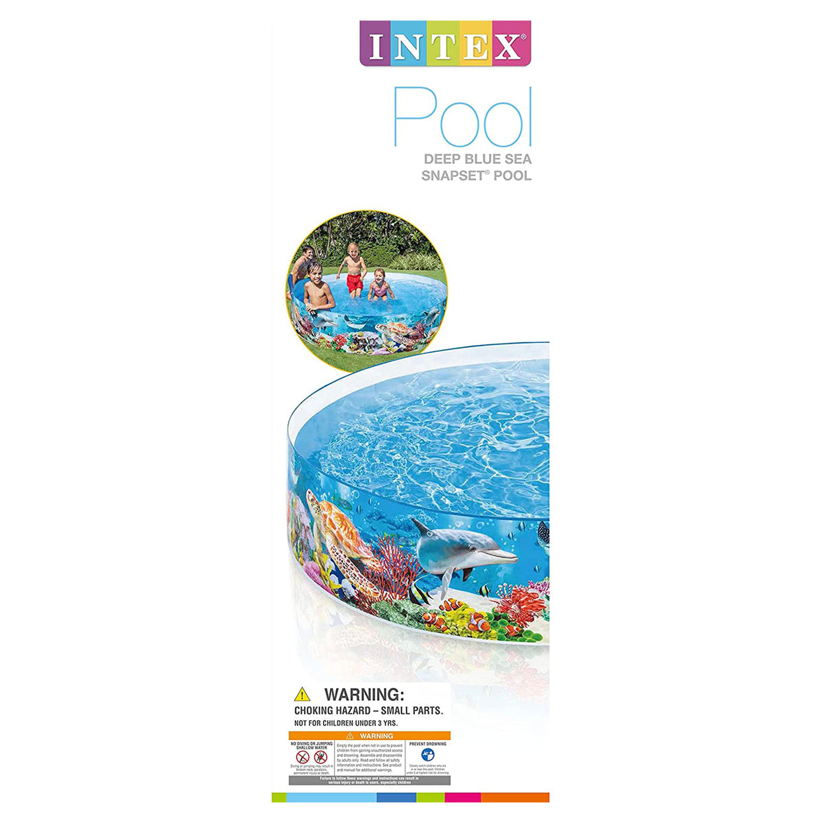 Intex 8ft x 18in SnapSet Kiddie 8 x 8' Instant Swimming Pool, Sea Blue (Used) - VMInnovations