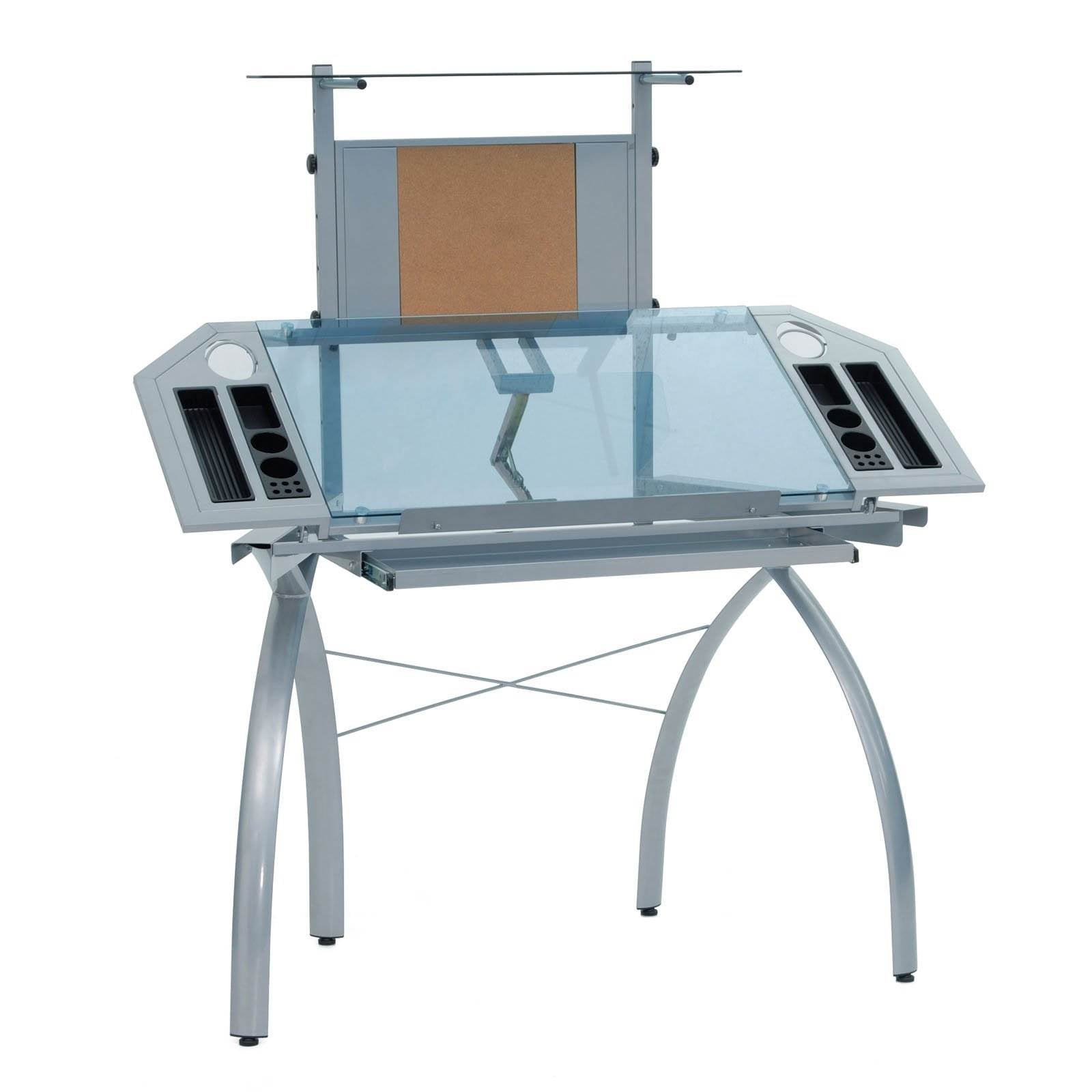 Studio Designs Adjustable Drafting Table Drawing Desk, Silver/Blue (For Parts)