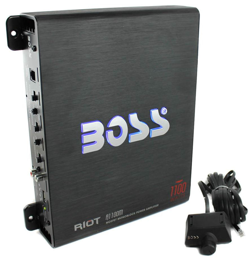 Boss Riot 1100W Monoblock Class A/B Car Amplifier And Sub Bass Remote | R1100M