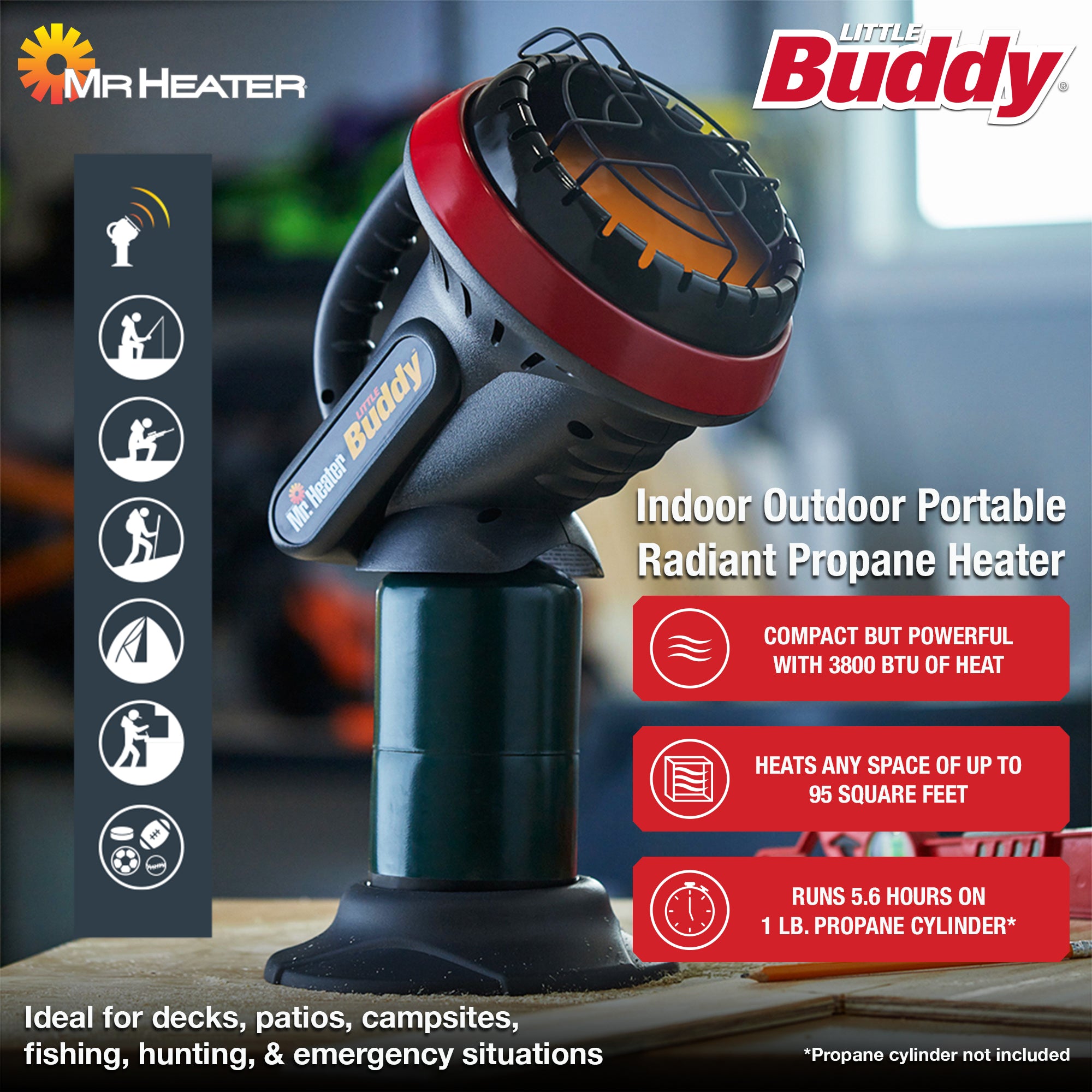 Mr Heater 3800 BTU Indoor Outdoor Little Buddy Propane Heater (Open Box) - VMInnovations