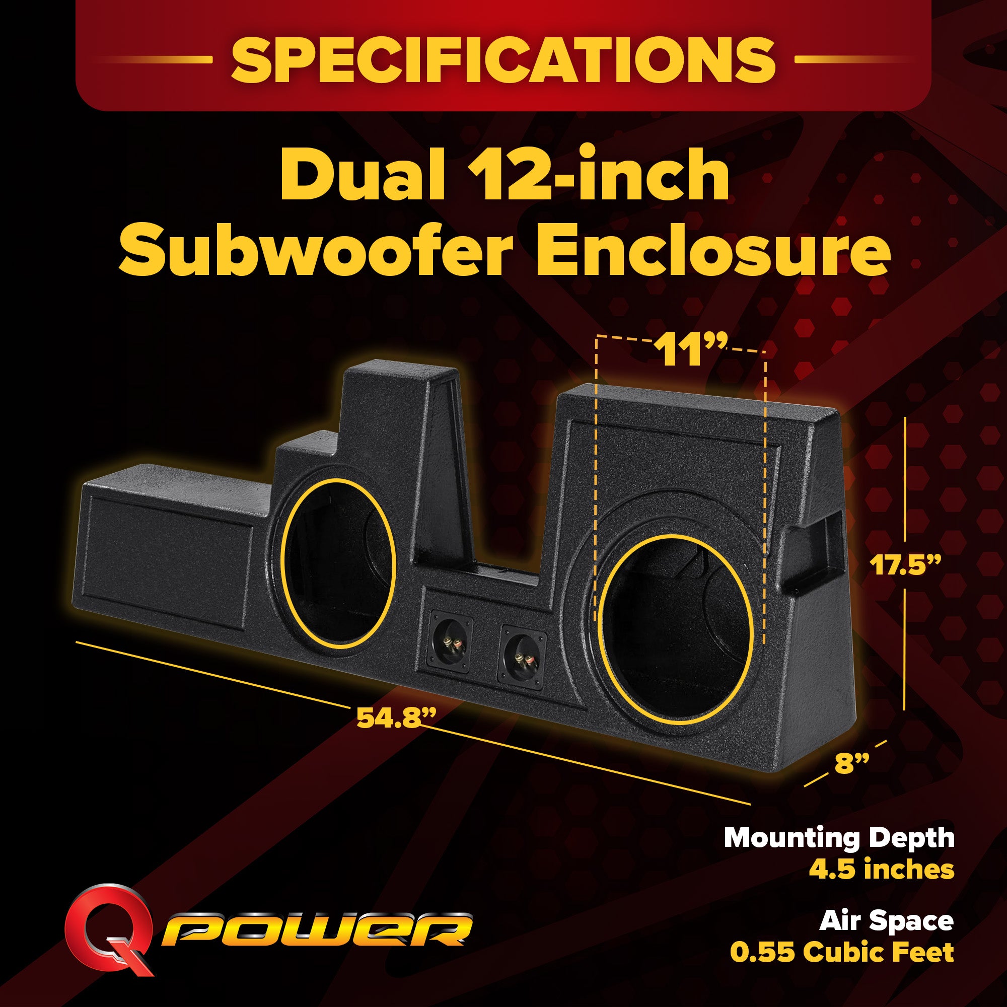 Q Power Dual 12" Ported Sub Enclosure for Ford F-250, F-350 Super Duty 2000-2016