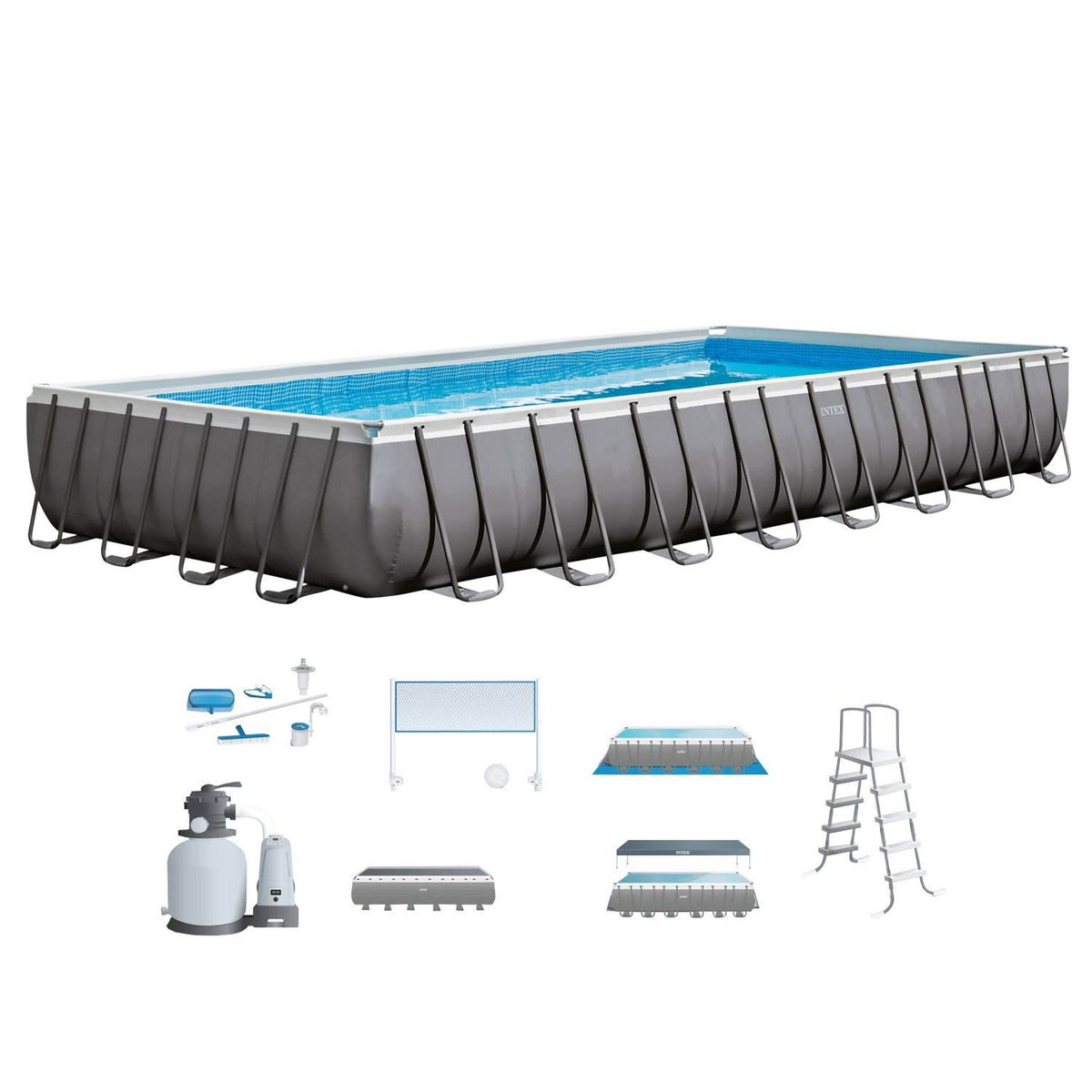 Intex 32'x16'x4.3' Ultra Frame Above Ground Swimming Pool w/ Sand Pump(Open Box)