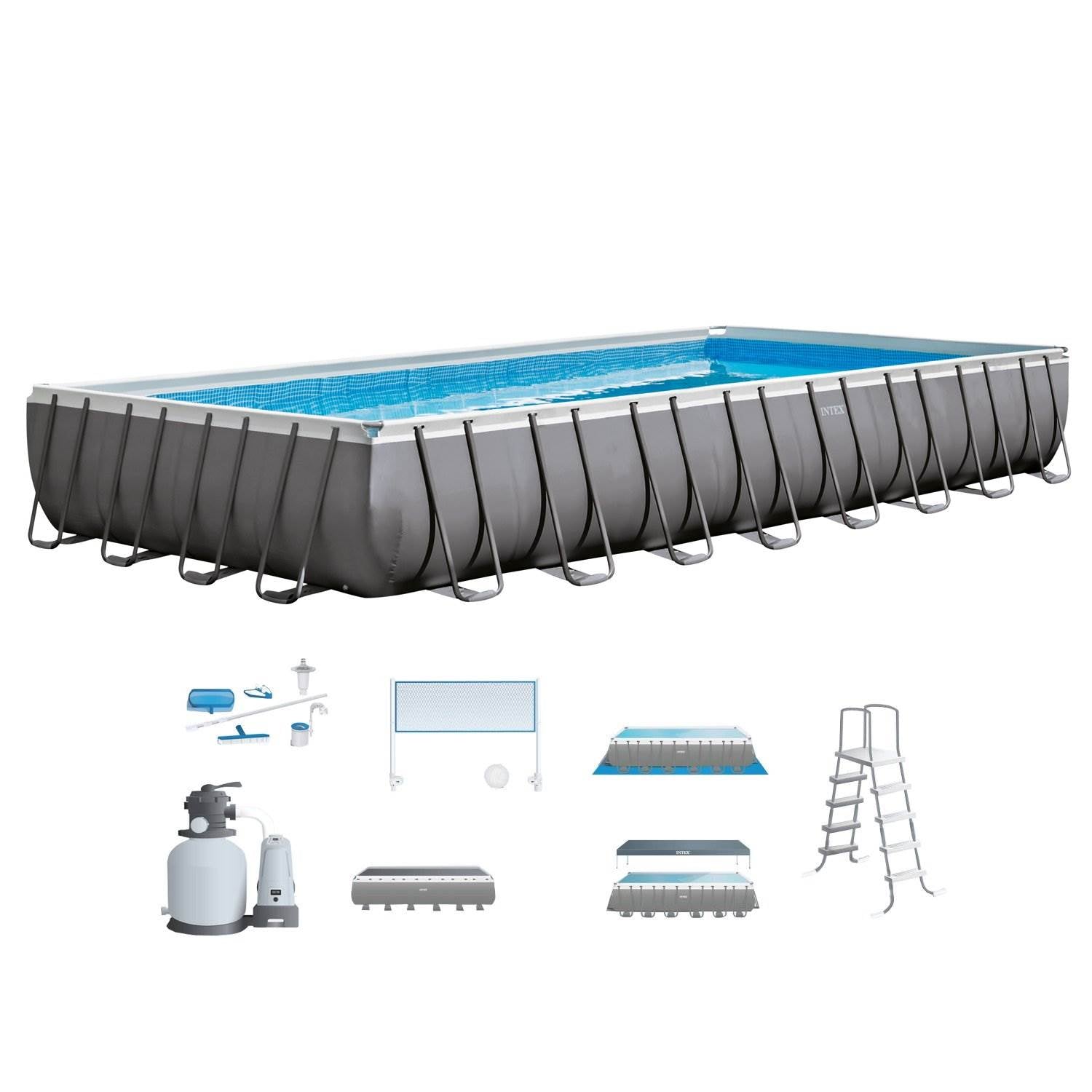 Intex 32'x16'x4.3' Ultra Frame Above Ground Swimming Pool w/ Sand Pump(Open Box)