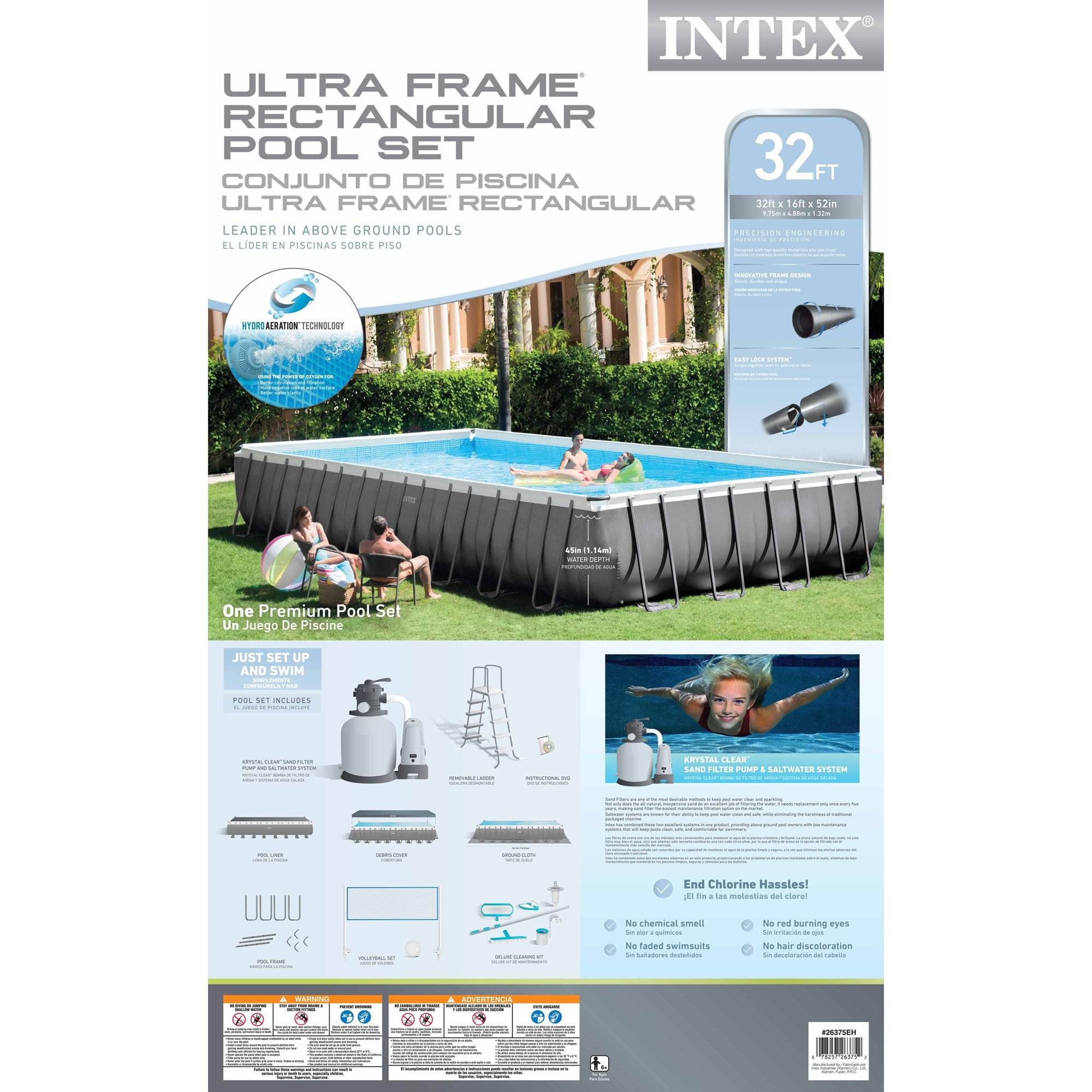 Intex 32'x16'x4.3' Ultra Frame Above Ground Swimming Pool w/ Sand Pump(Open Box)