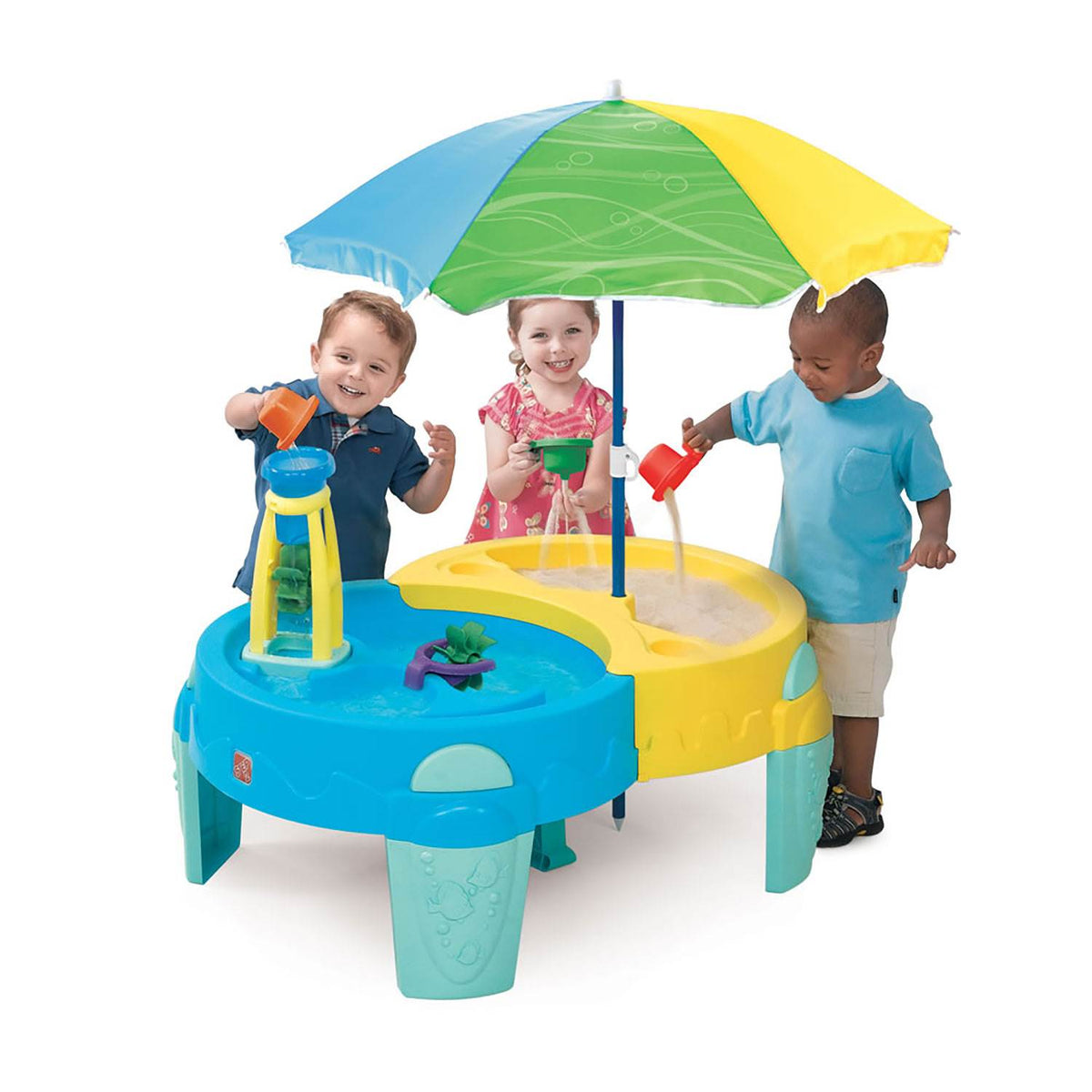 Step2 Shady Oasis Sand and Water Play Outdoor Toddler Activity Table Play Set