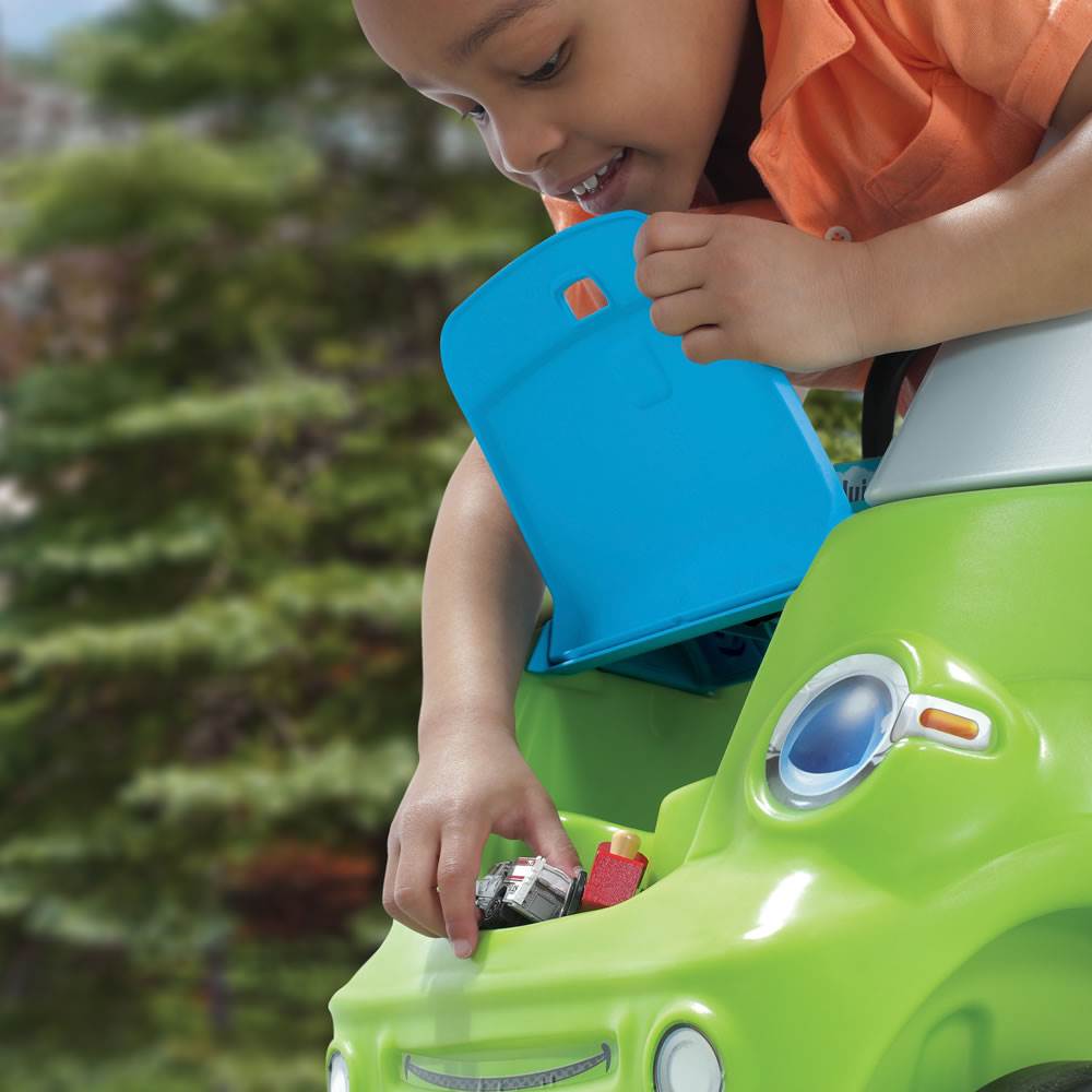Step2 Toddler Push Ride On Toy Car for Kids Easy Turn Coupe in Green (Open Box)
