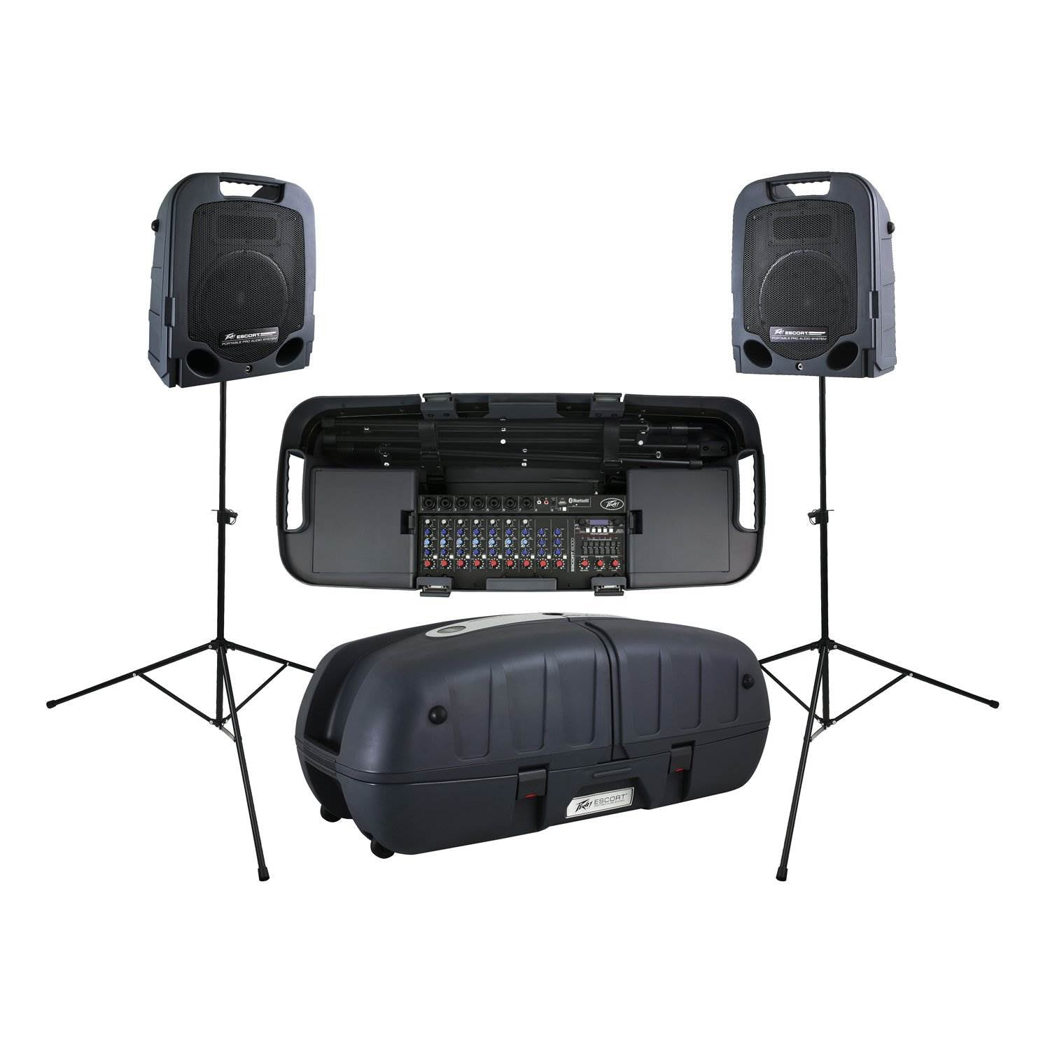 Peavey Escort 6000 PA System with Mixers, 2 Speakers, 2 Stands, 2 Mic Stands