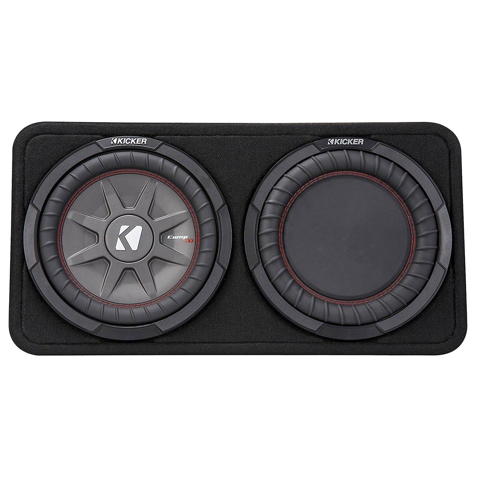 Kicker CompRT 800 Watt Dual 10 Inch Slim 2 Ohm Loaded Sealed Subwoofer Enclosure