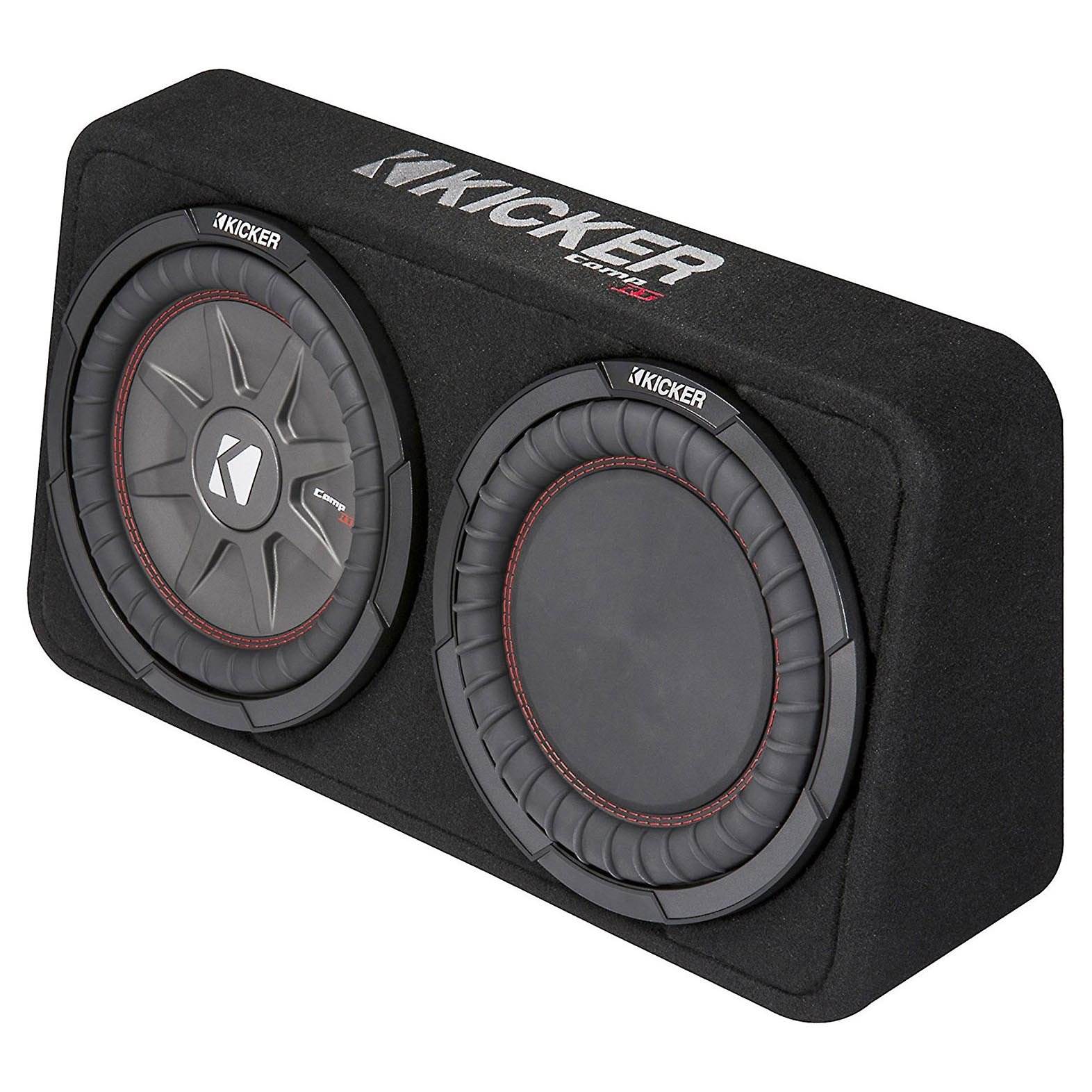 Kicker CompRT 800 Watt Dual 10 Inch Slim 2 Ohm Loaded Sealed Subwoofer Enclosure