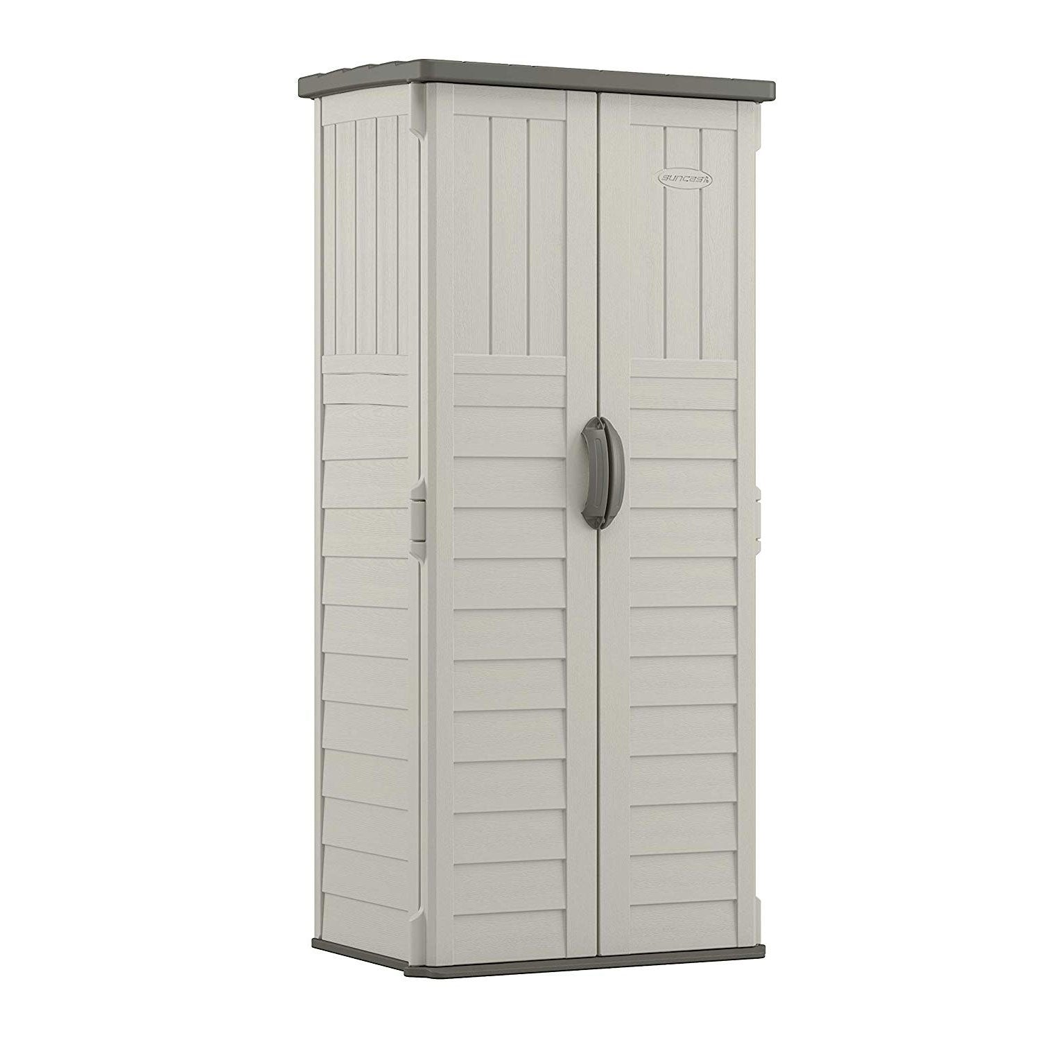 Suncast Resin Versatile Vertical Storage Shed Building & Horizontal Storage Shed - VMInnovations