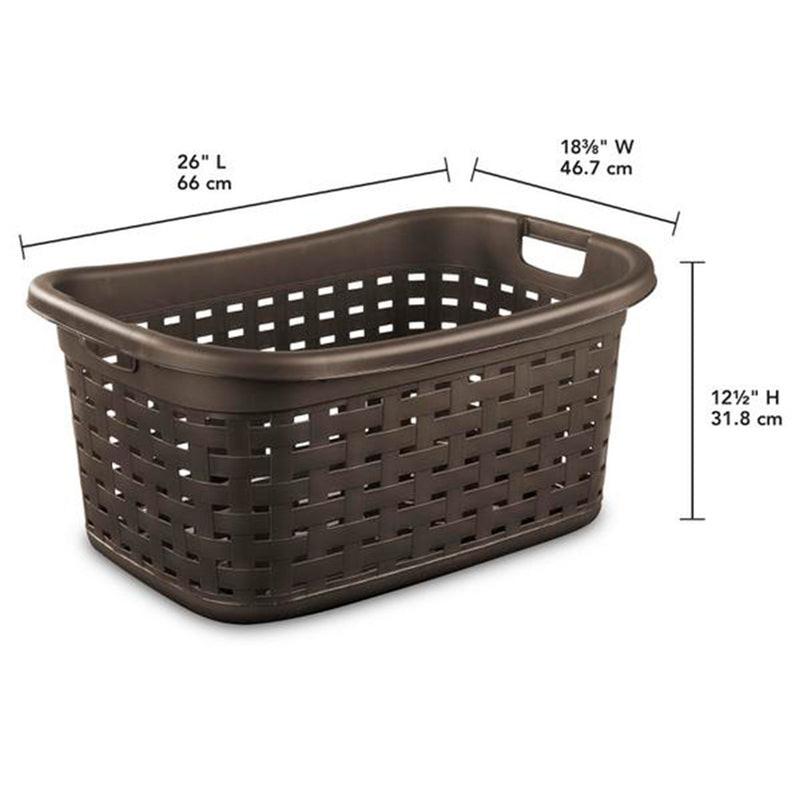 Sterilite Plastic Weave Laundry Organizer Storage Basket, Espresso (12 Pack)