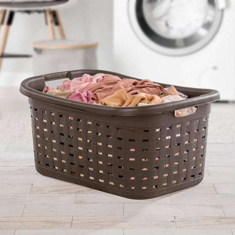 Sterilite Plastic Weave Laundry Organizer Storage Basket, Espresso (12 Pack)