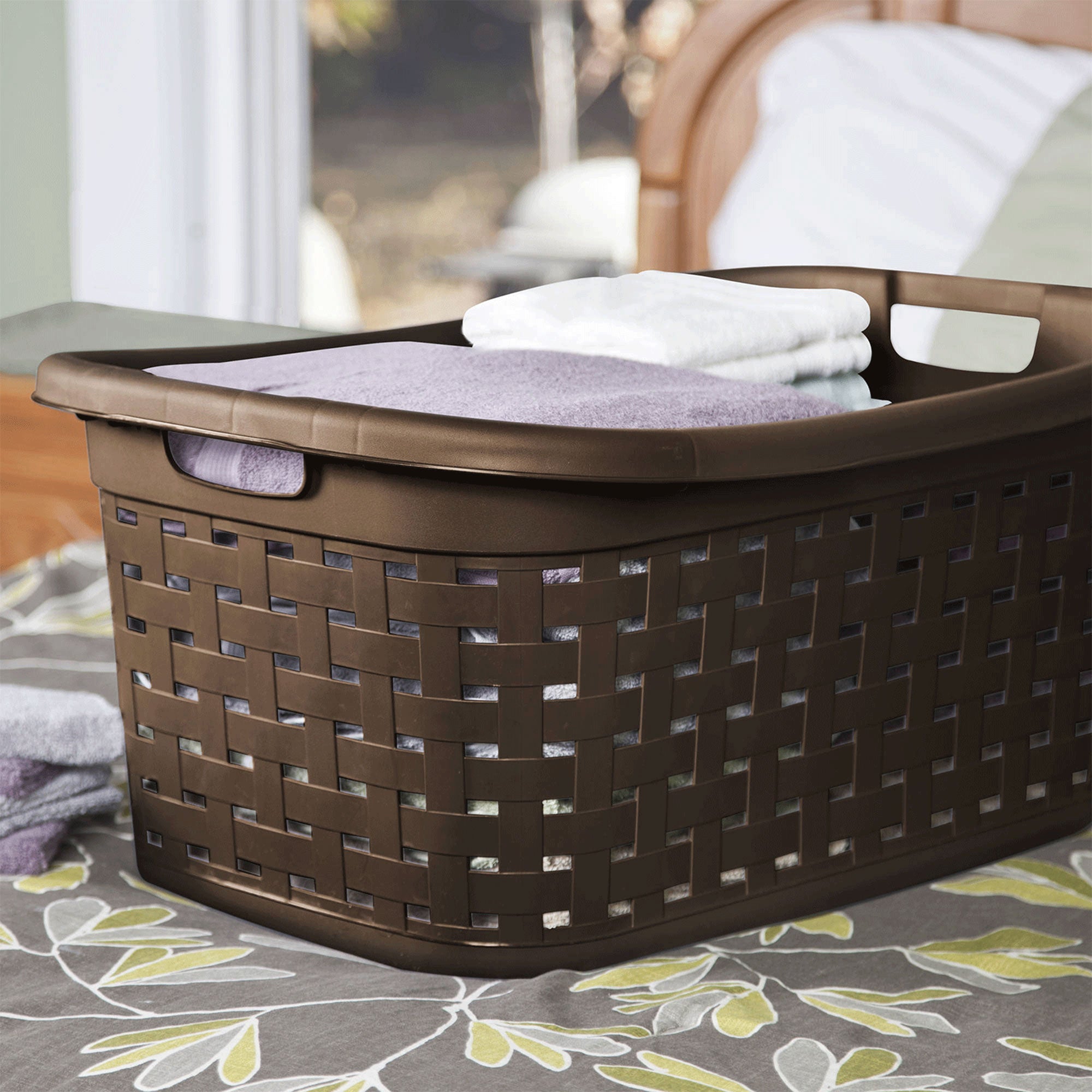Sterilite Plastic Weave Laundry Organizer Storage Basket, Espresso (18 Pack)