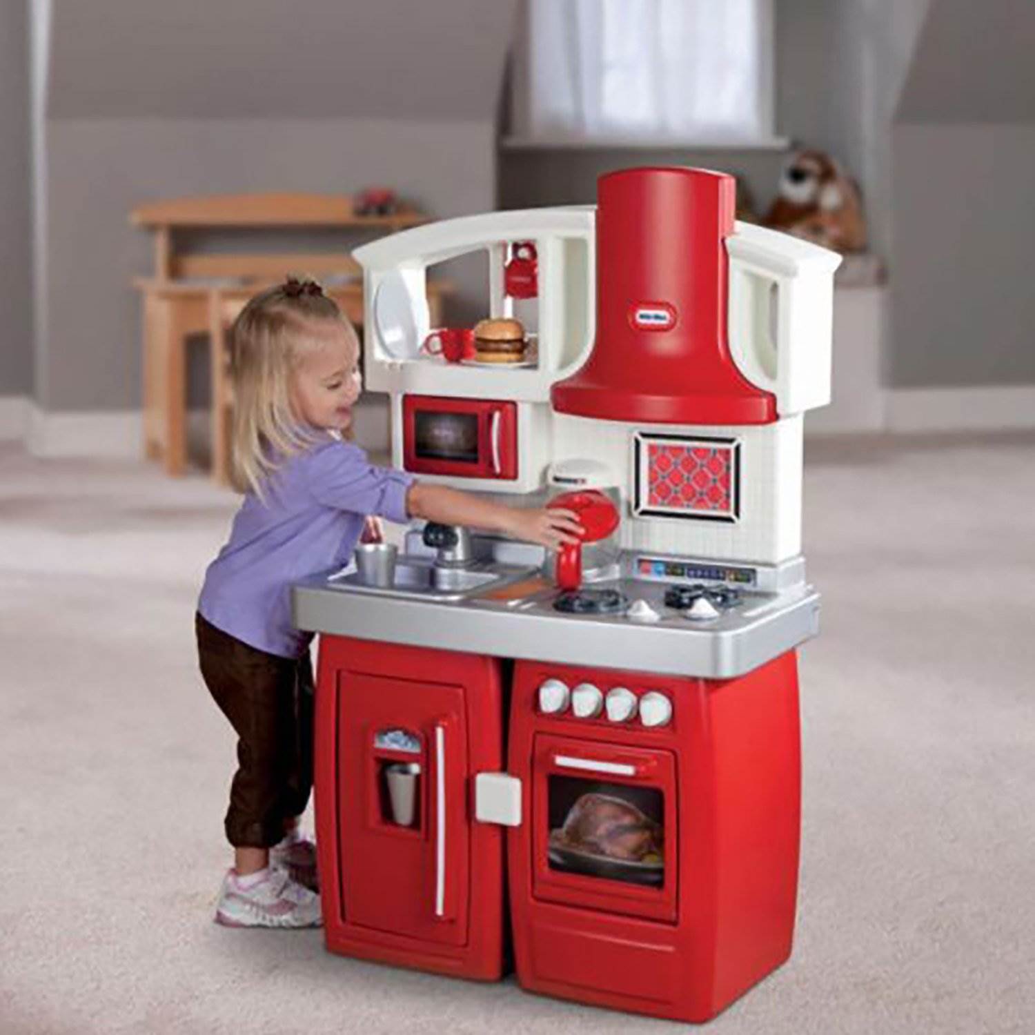 Little Tikes Cook 'n Grow Pretend Play Kids Toy Cooking Kitchen Play Set, Red
