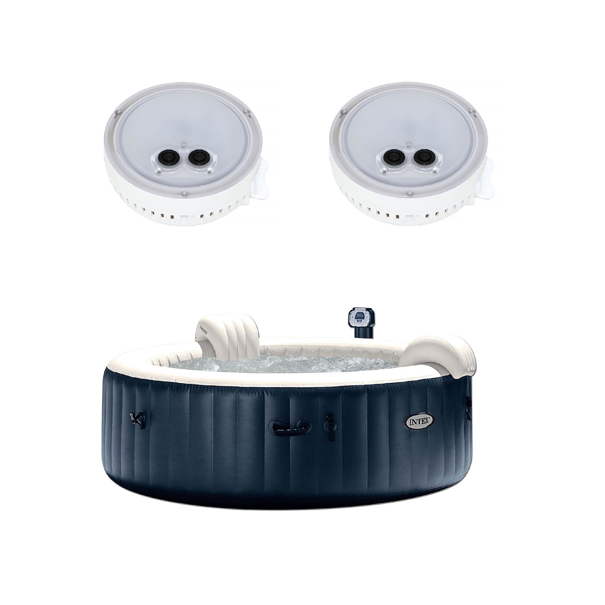 Intex 28409E Inflatable 6 Person Hot Tub Spa with 2 LED Color Changing Lights