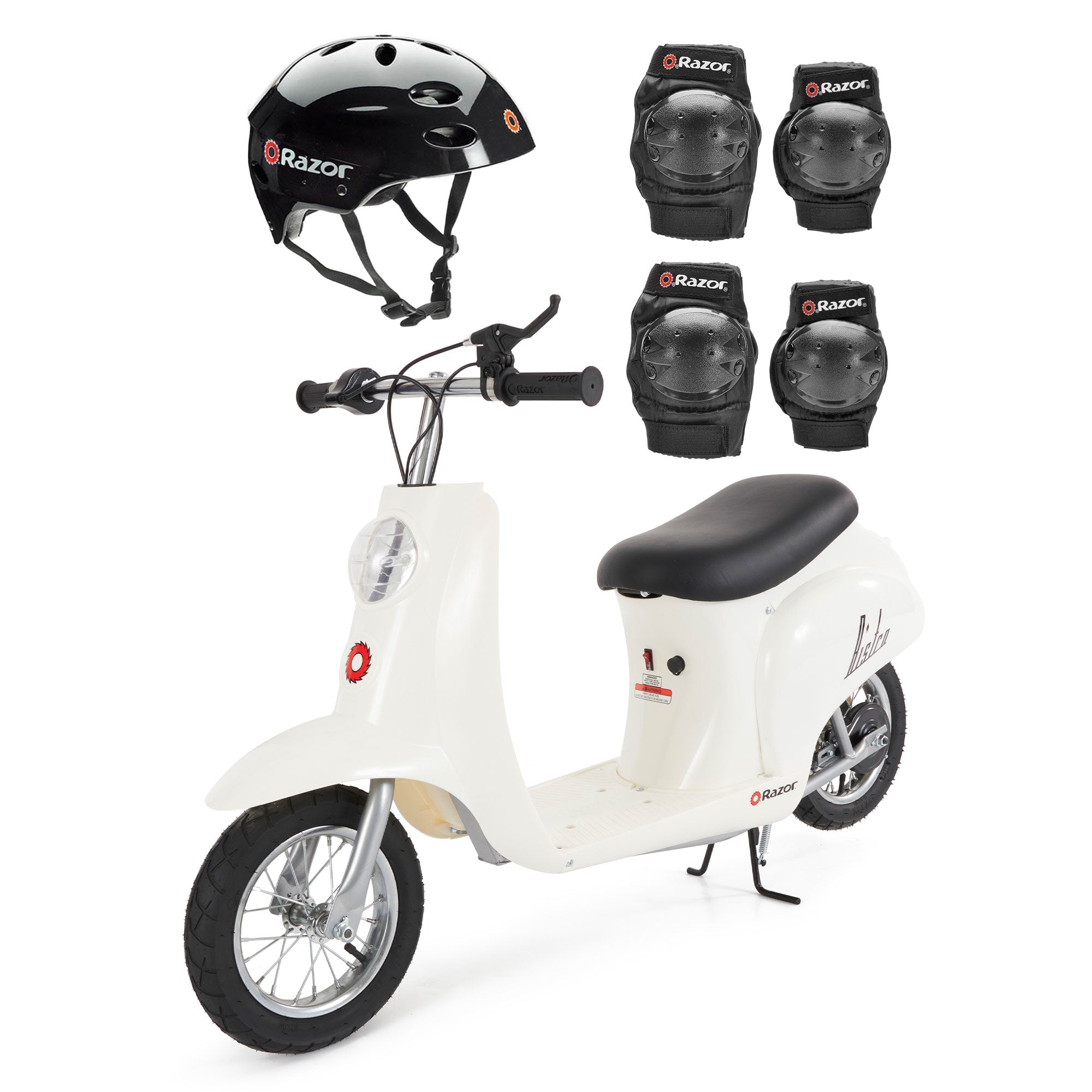 Razor Pocket Mod Euro 250W Kids Electric Retro Scooter w/ Helmet & Safety Pads