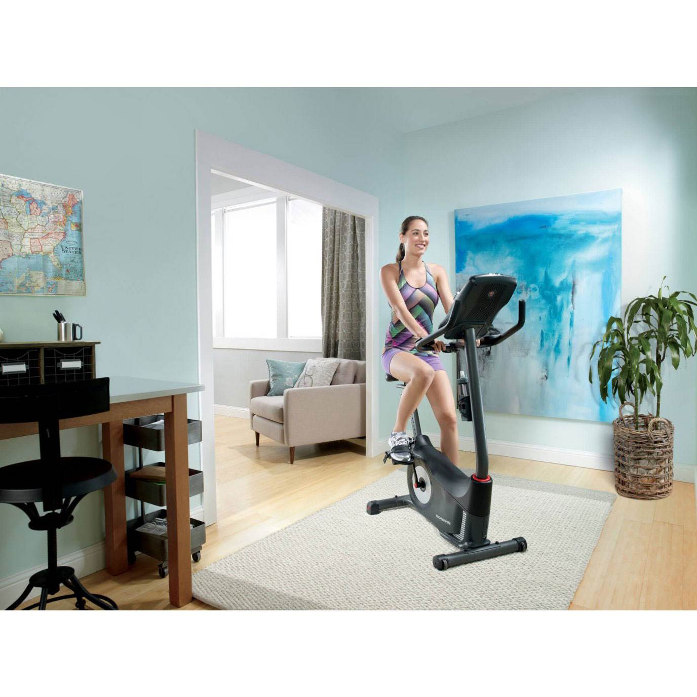 Schwinn Fitness 170 Home Workout Stationary Upright Exercise Bike w/ LCD Display