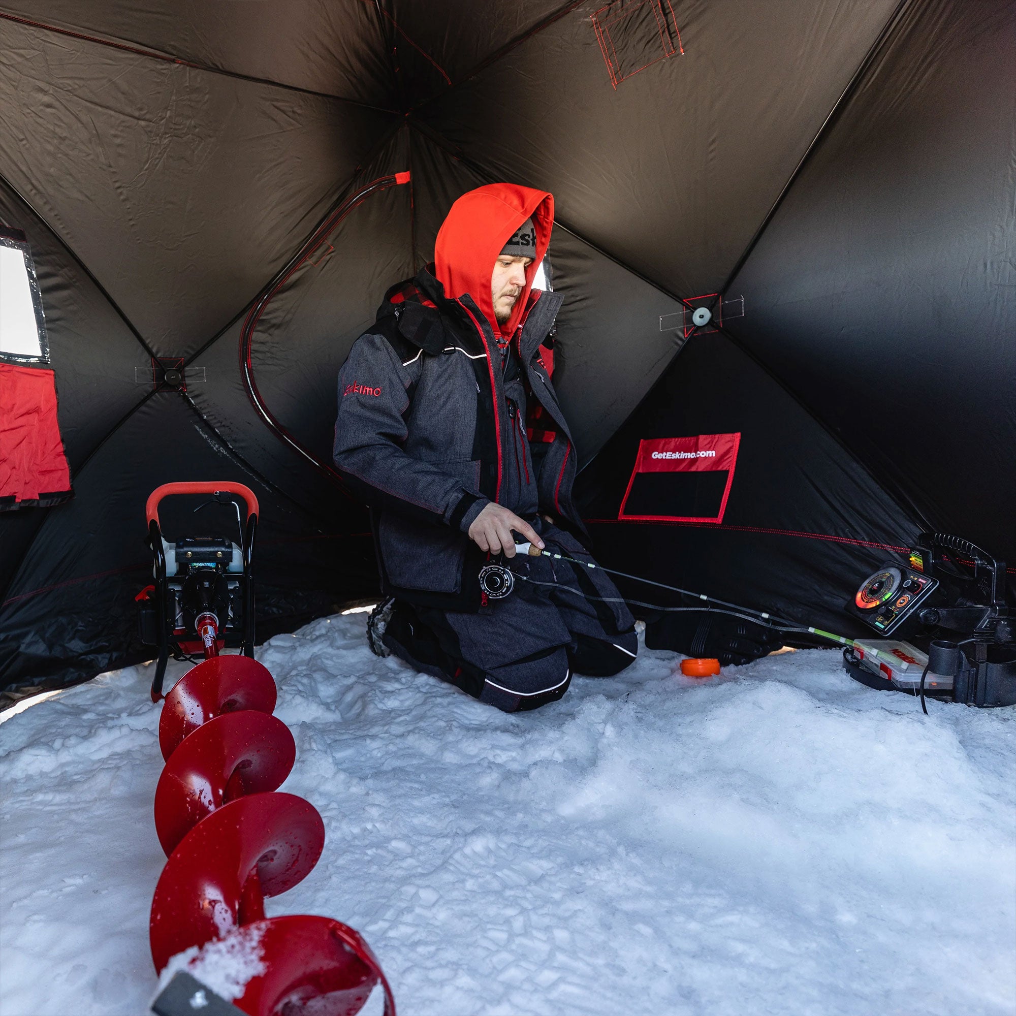 Eskimo QuickFish 3 Portable 3-Person Pop Up Ice Fishing Shanty Hut (Open Box) - VMInnovations