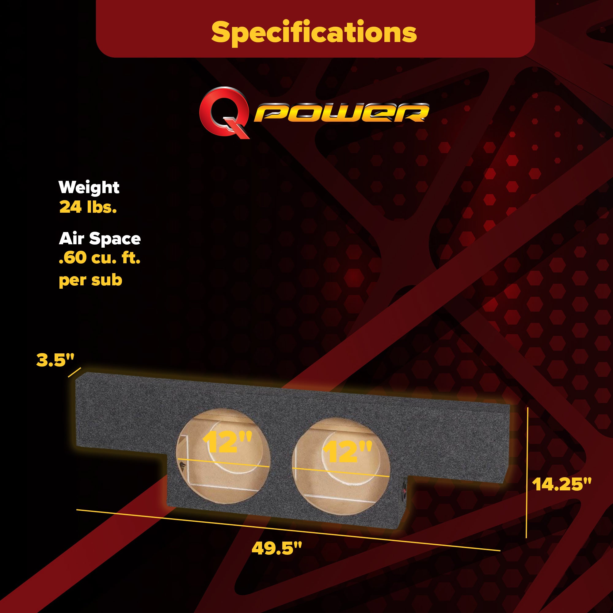 QPower Non HD Crew Cab Behind Seat Dual 12" Subwoofer Box (Used) - VMInnovations