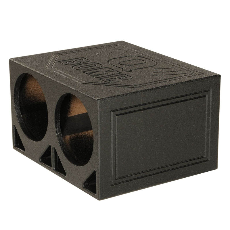 Q Power Dual 10 Inch Triangle Ported Subwoofer Box w/ Bedliner Spray (Open Box)