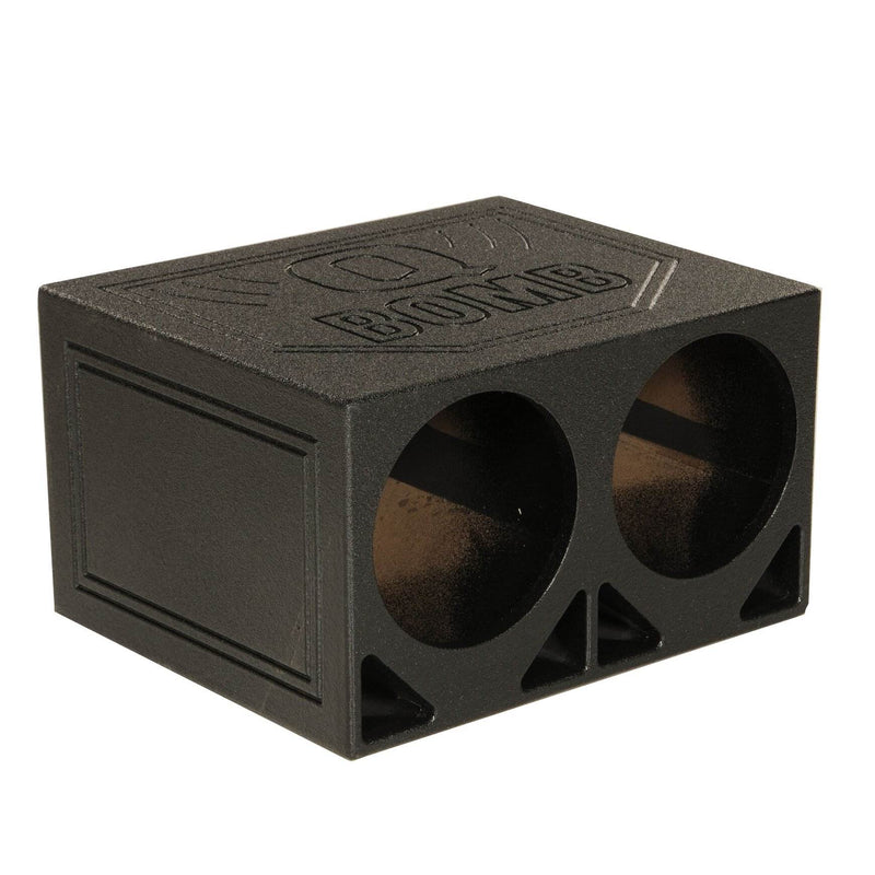 QPower QBOMB10TB Dual 10 Inch Triangle Ported Subwoofer Box w/ Bedliner Spray