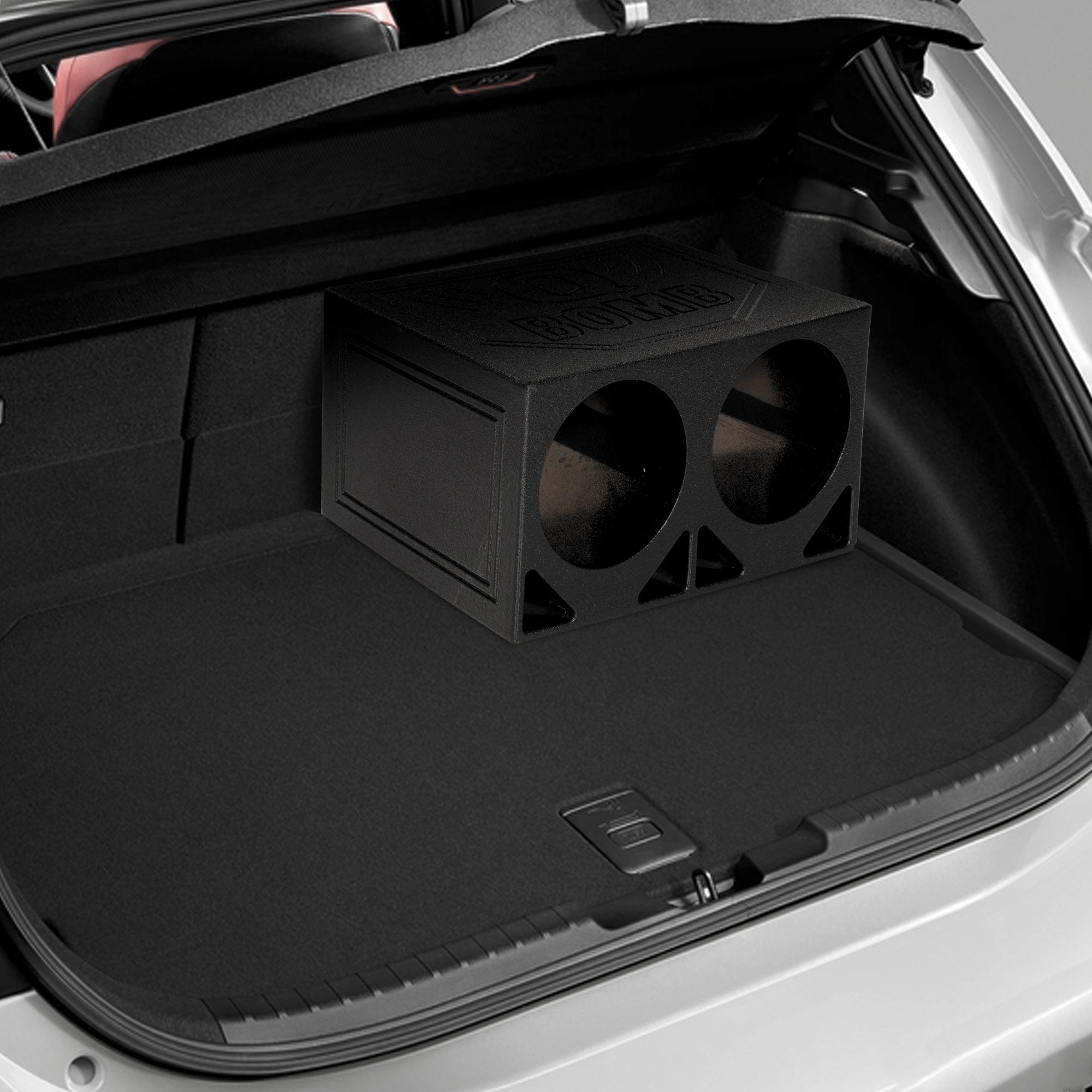 QPower Dual 10 Inch Triangle Ported Subwoofer Box with Bedliner Spray (Damaged)