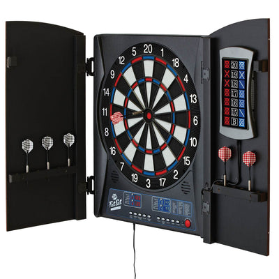 Fat Cat Mercury Electronic Soft Tip Dartboard Game with Cabinet and Dart Set
