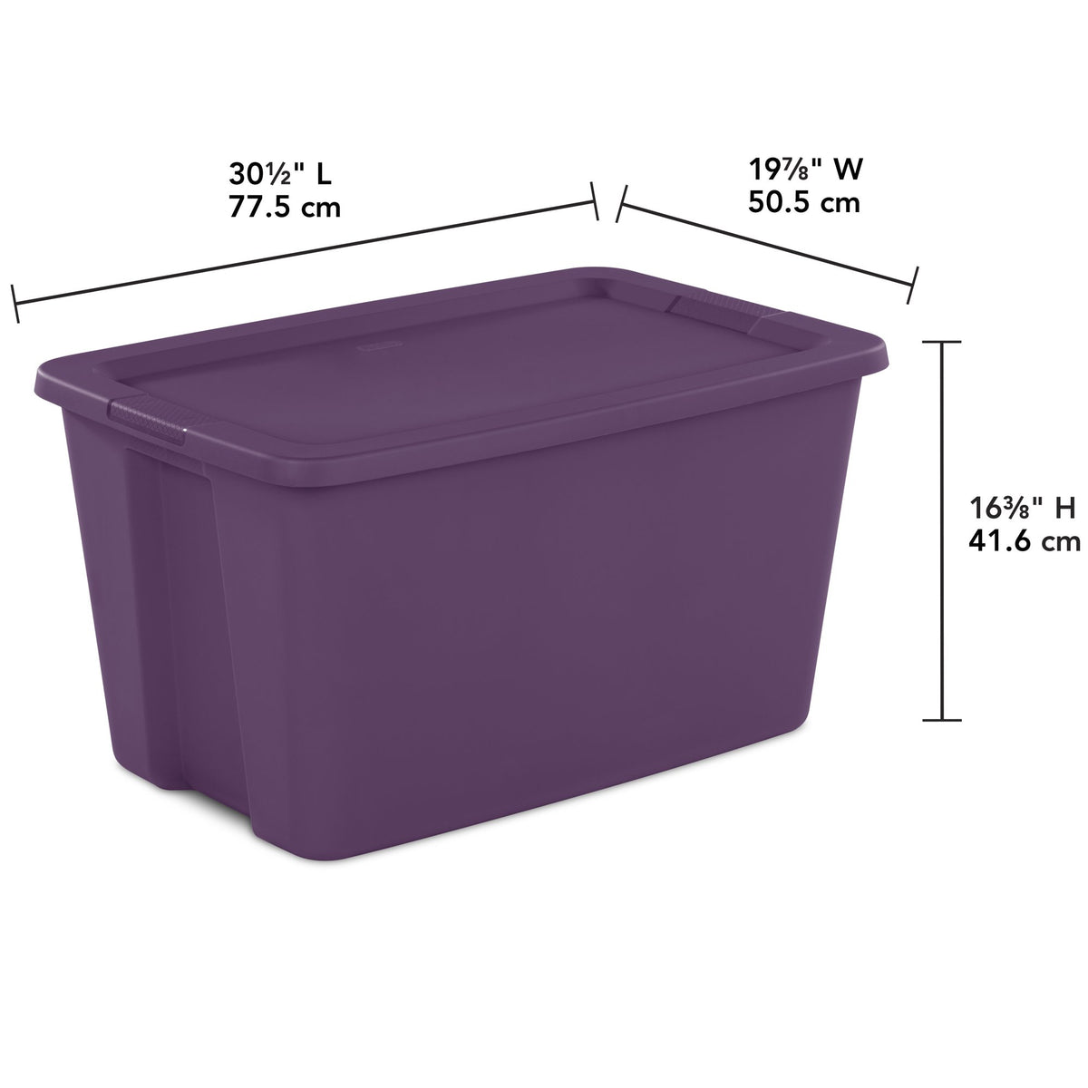 Sterilite Classic Lidded Stackable 30 Gal Storage Tote Container, Purple, 24 Ct