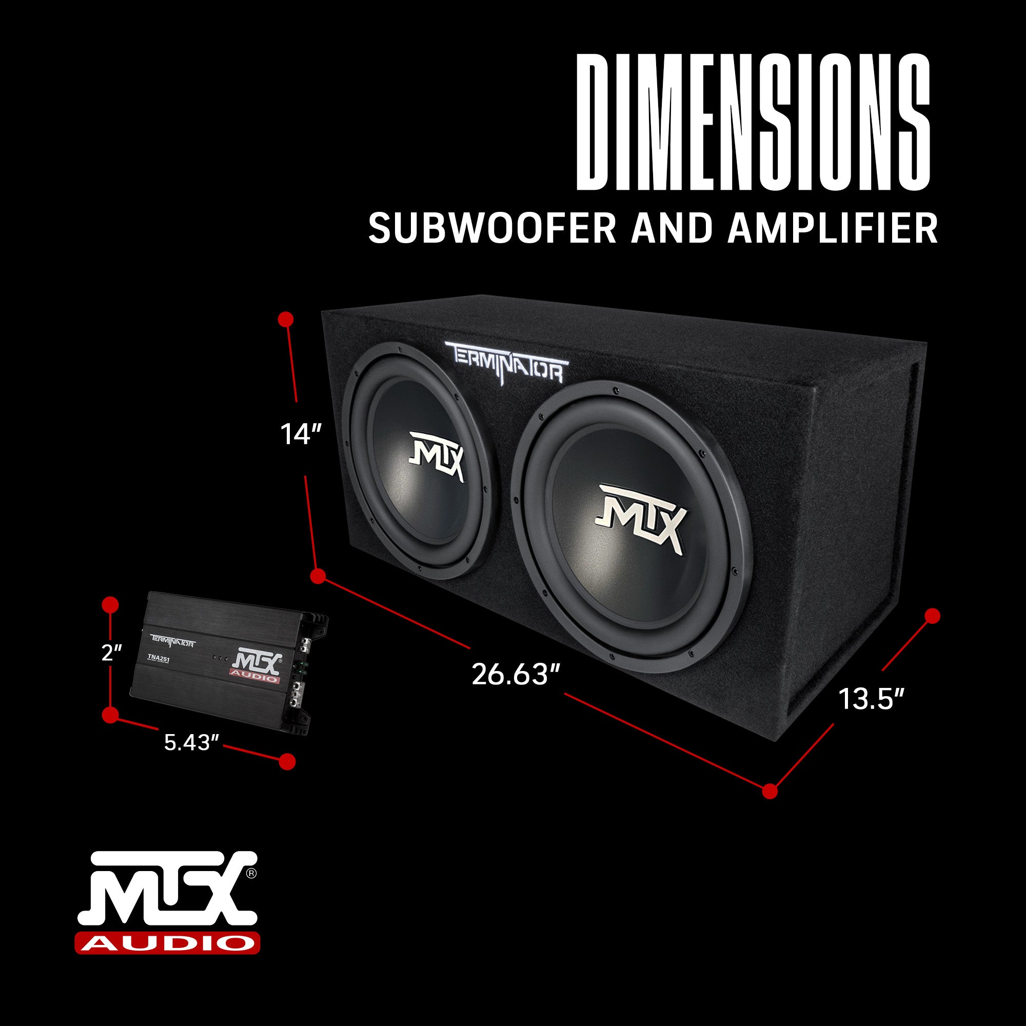 MTX 12" 1200W Dual Loaded Car Subwoofer Audio, Sub Box, Amplifier and Amp Kit