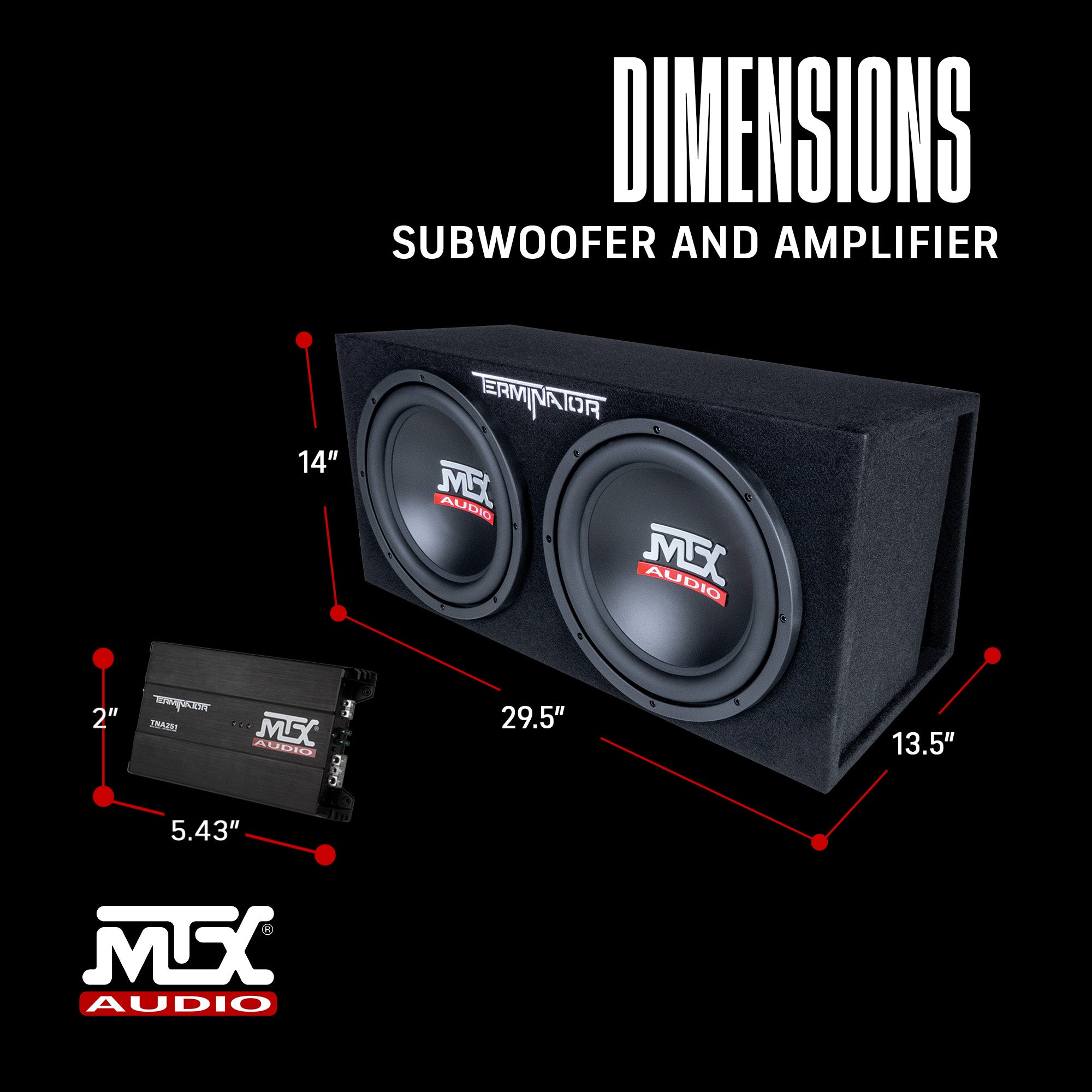 MTX TNP212DV 12-Inch 2000-Watt Dual Loaded Subwoofer Enclosure with Amplifier - VMInnovations